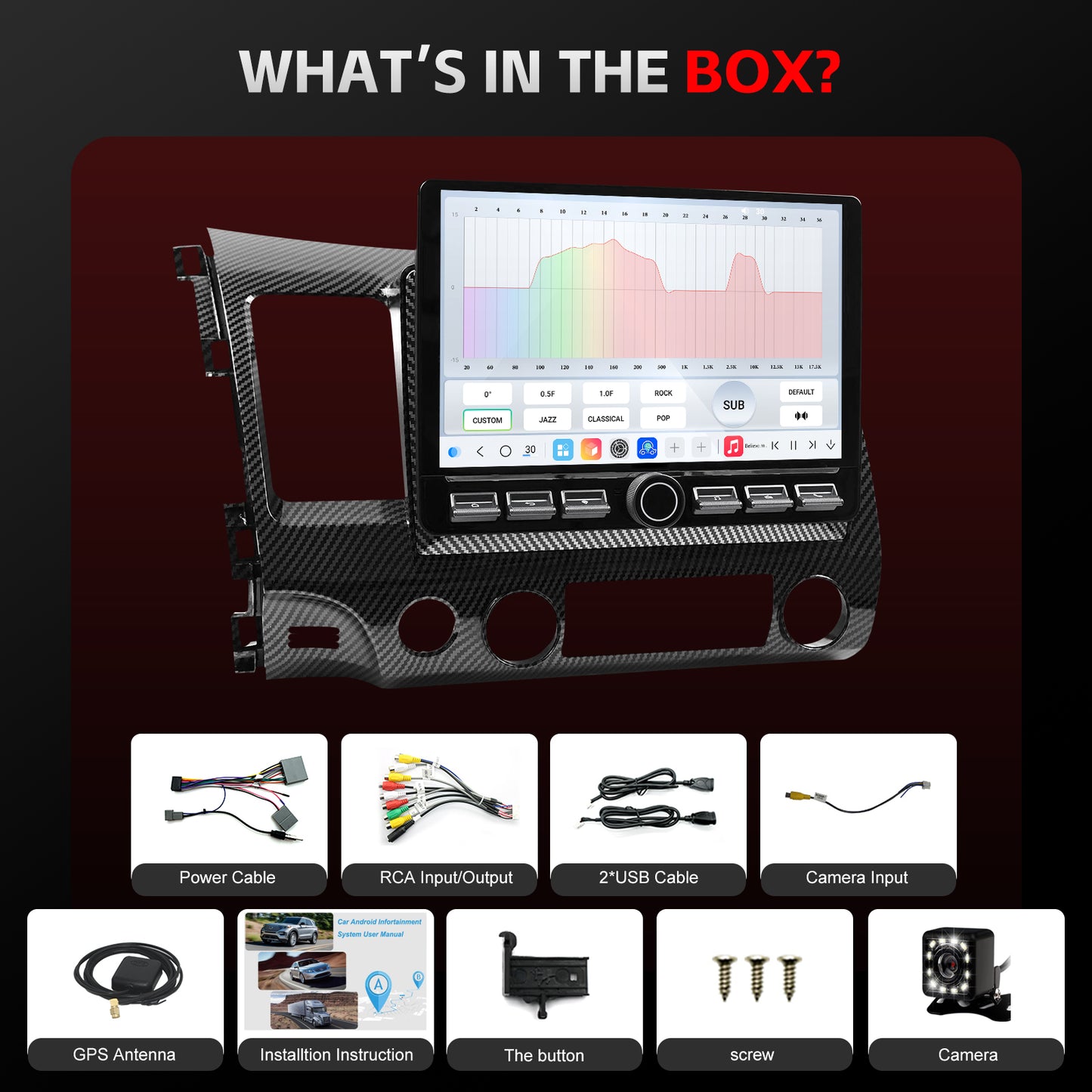 Honda Civic Radio upgrade 2006-2011 CarPlay Stereo Screen - Topdisplay 2006 2007 2008 2009 2010 2011 Replacement Headunit Apple Android Auto Accessories Pantalla Estéreo