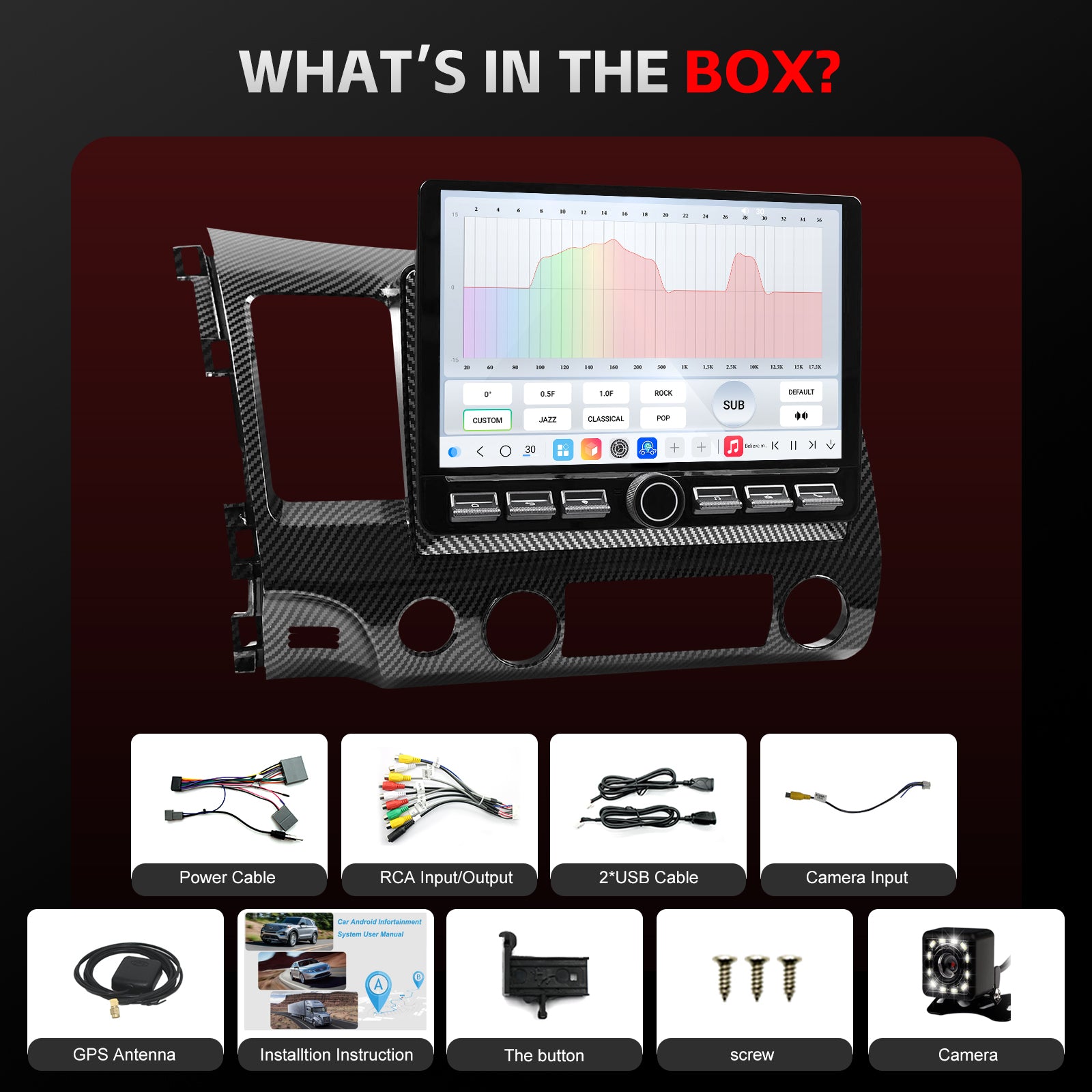 Honda Civic Radio upgrade 2006-2011 CarPlay Stereo Screen - Topdisplay 2006 2007 2008 2009 2010 2011 Replacement Headunit Apple Android Auto Accessories Pantalla Estéreo