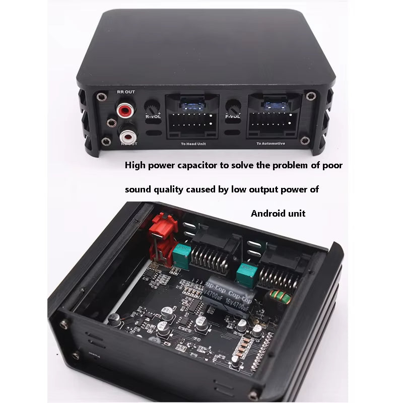 DSP Car Audio Amplifier Speaker for 16-Pin Android Head Unit, HIFI Power Amp, Plug & Play 12V 45W 4-Channel
