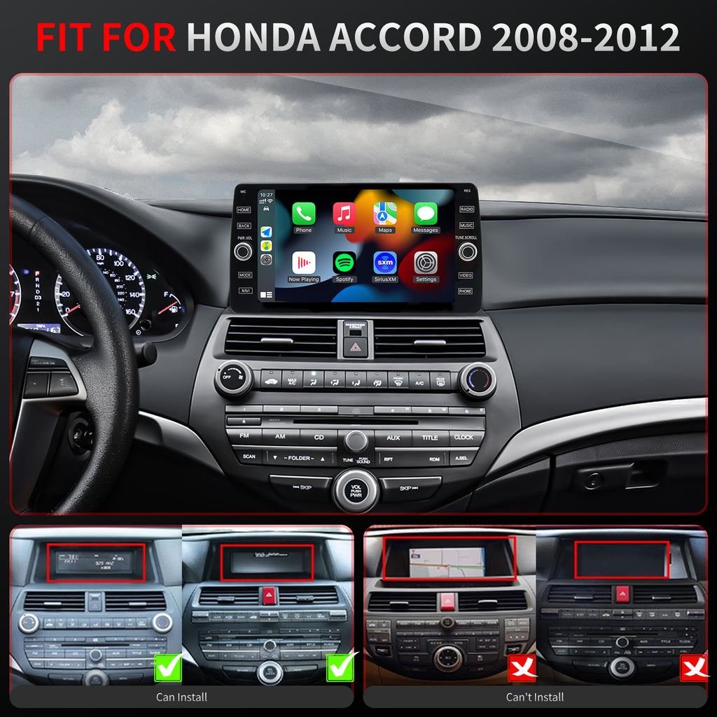 For Honda Accord 2008-2012 Radio upgrade,10.2-inch QLED  8-Core CPU,touch screen Stereo,Wireless CarPlay & Android Auto,keep OEM Controls