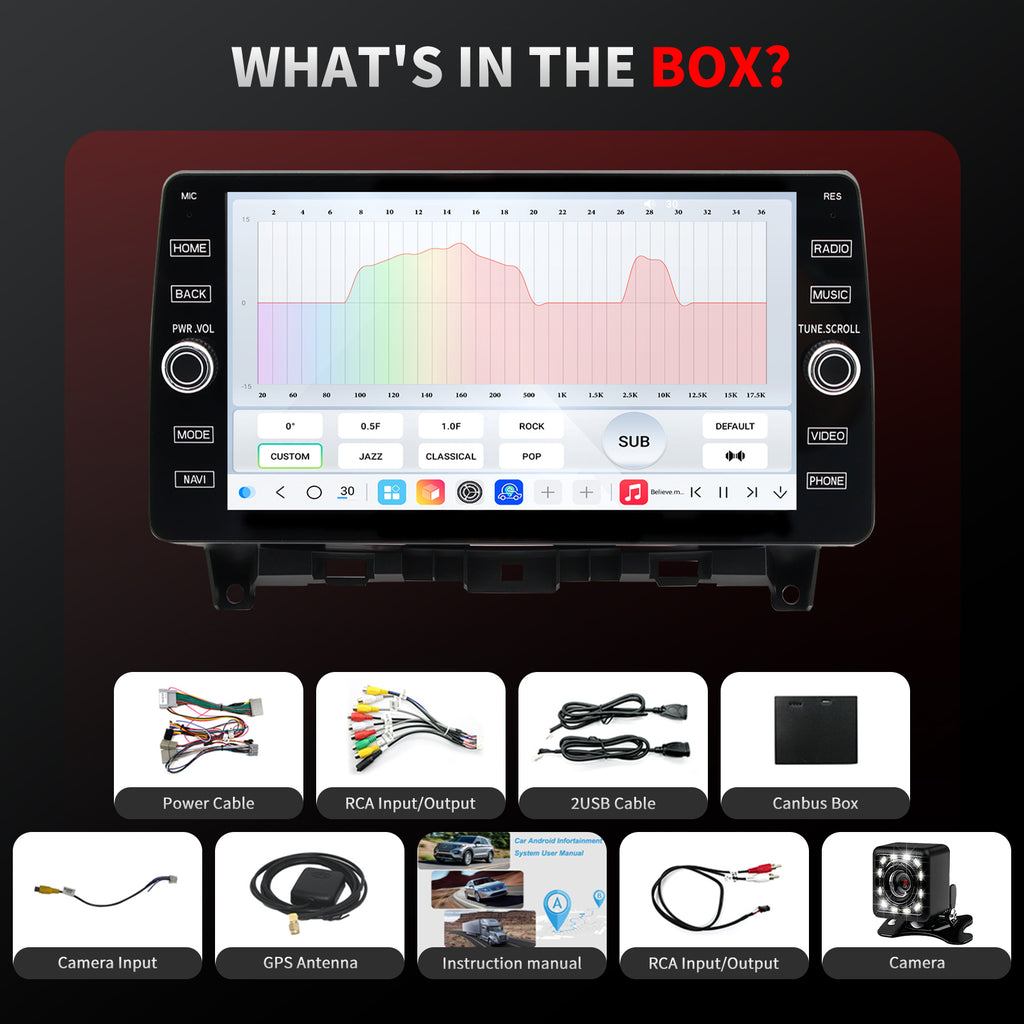 For Honda Accord 2008-2012 Radio upgrade,10.2-inch QLED  8-Core CPU,touch screen Stereo,Wireless CarPlay & Android Auto,keep OEM Controls