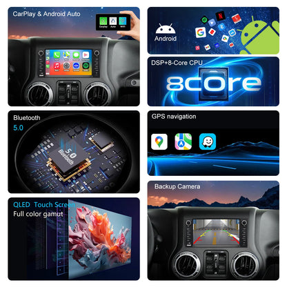 For Jeep Compass 2009-2011 Radio upgrade,7-inch QLED  8-Core CPU,touch screen Stereo,Wireless CarPlay & Android Auto,keep OEM Controls