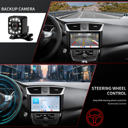 For Nissan Sentra 2013-2019 Radio upgrade,9-inch QLED 8-Core CPU,touch screen Stereo,Wireless CarPlay & Android Auto,keep OEM Controls