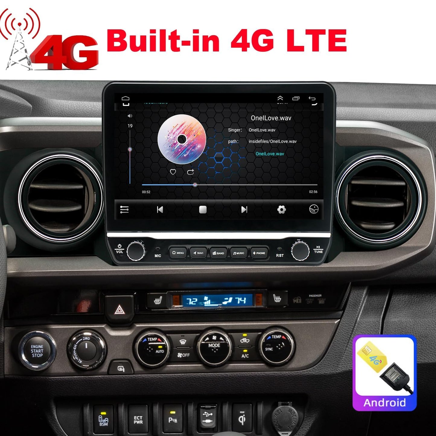 2018 2019 2020 2021 2022 2023 Toyota Tacoma Upgrade Stereo Headunit Apple Carplay Android Auto Pantalla Estéreo
