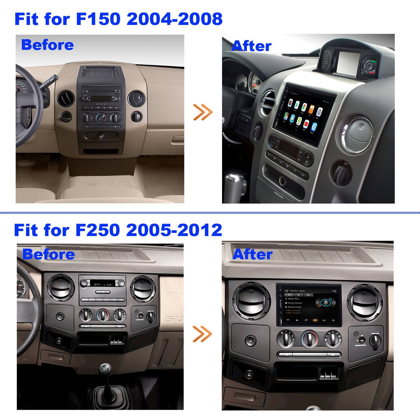 For Ford F150 2004-2008 Radio upgrade,7-inch QLED 8-Core CPU,touch screen Stereo,Wireless CarPlay & Android Auto,Free camera