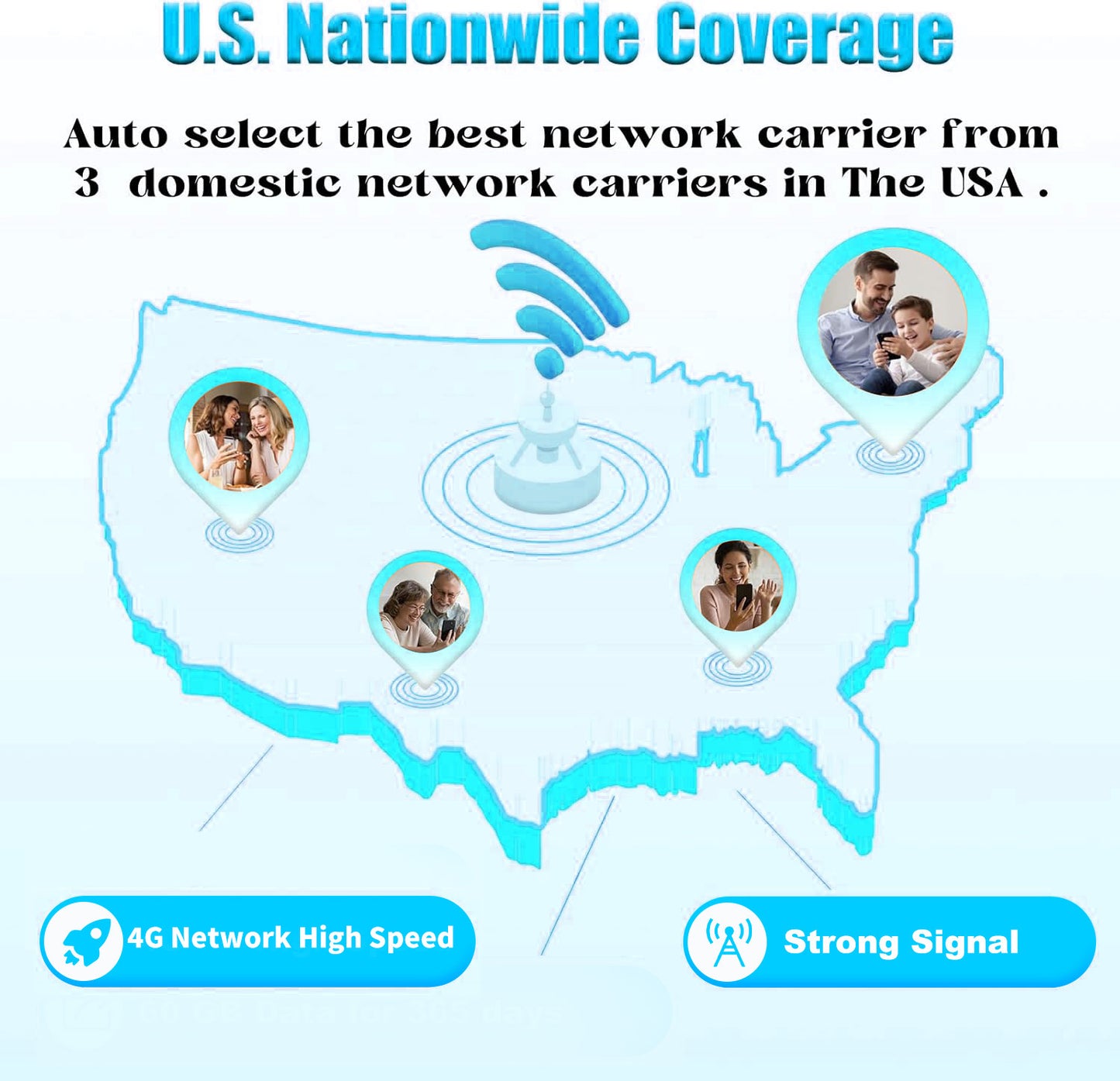 4G LTE SIM Card With 100GB Data 365days, No Contract Simcard - Standard Micro Nano | No Contract | USA Coverage 365 Days Service