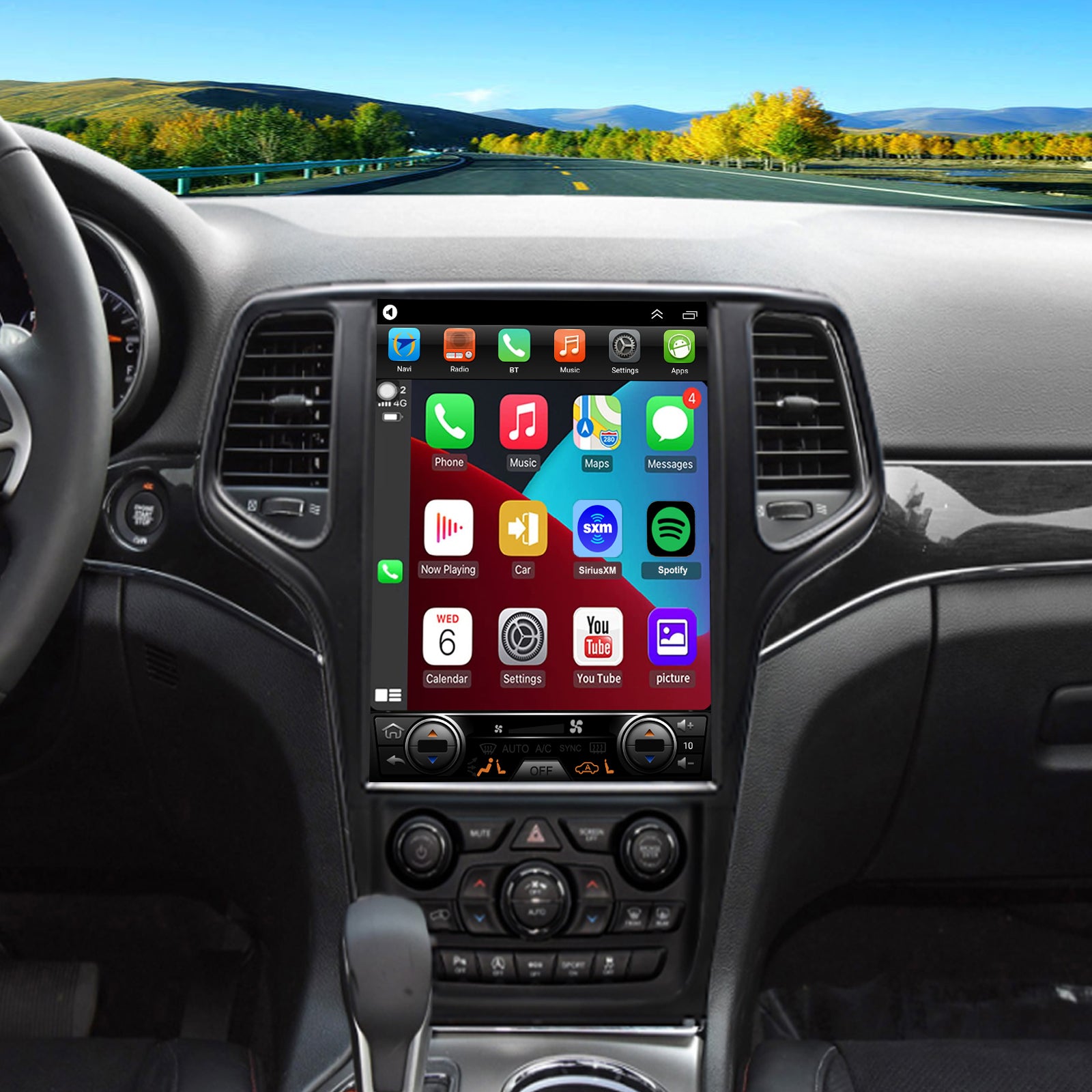 For Jeep Grand Cherokee 2014-2022 Radio upgrade,12.1-inch QLED  8-Core CPU,touch screen Stereo,Wireless CarPlay & Android Auto,keep OEM Controls