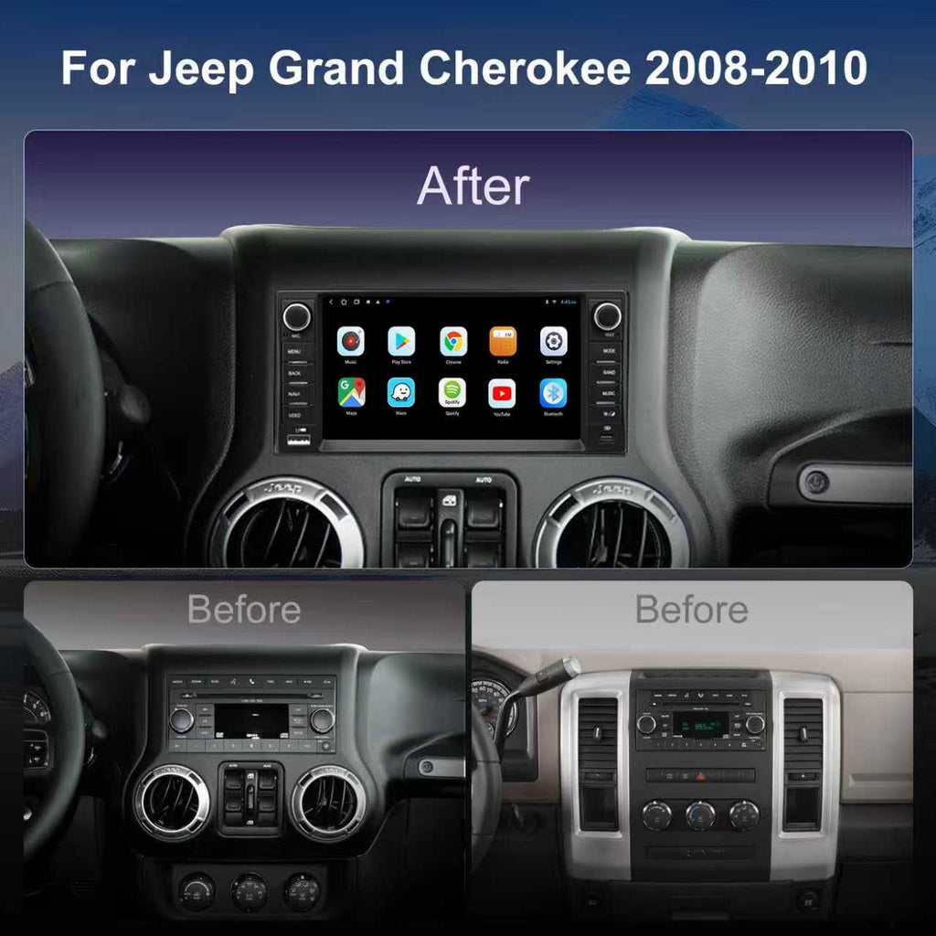 For Jeep Grand Cherokee 2008-2010 Radio upgrade,7-inch QLED  8-Core CPU,touch screen Stereo,Wireless CarPlay & Android Auto,keep OEM Controls