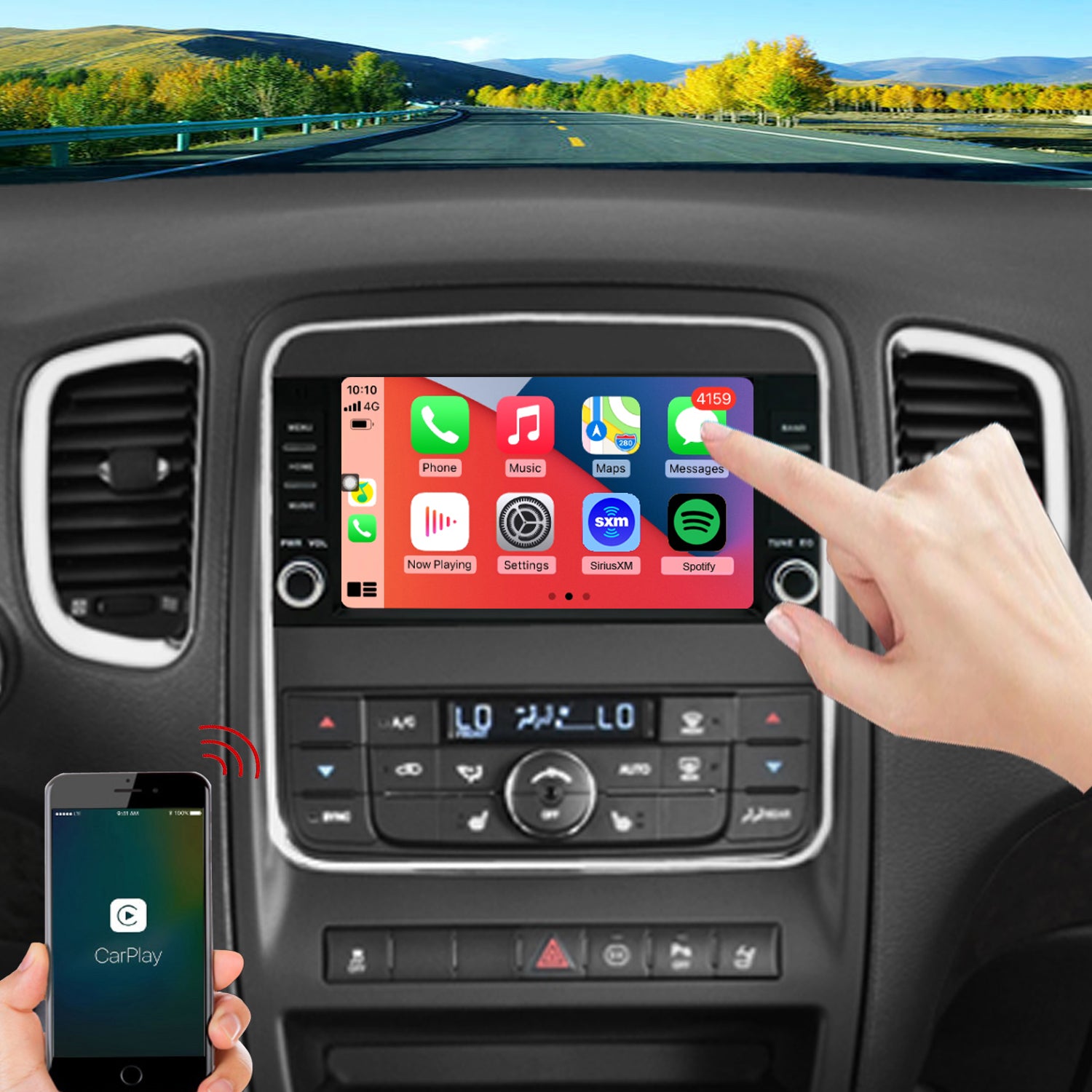 Dodge Durango Radio upgrade 2008-2014 CarPlay Stereo Screen-Topdisplay 2008 2009 2010 2011 2012 2013 2014 Replacement Headunit Apple Android Auto Accessories Pantalla Estéreo