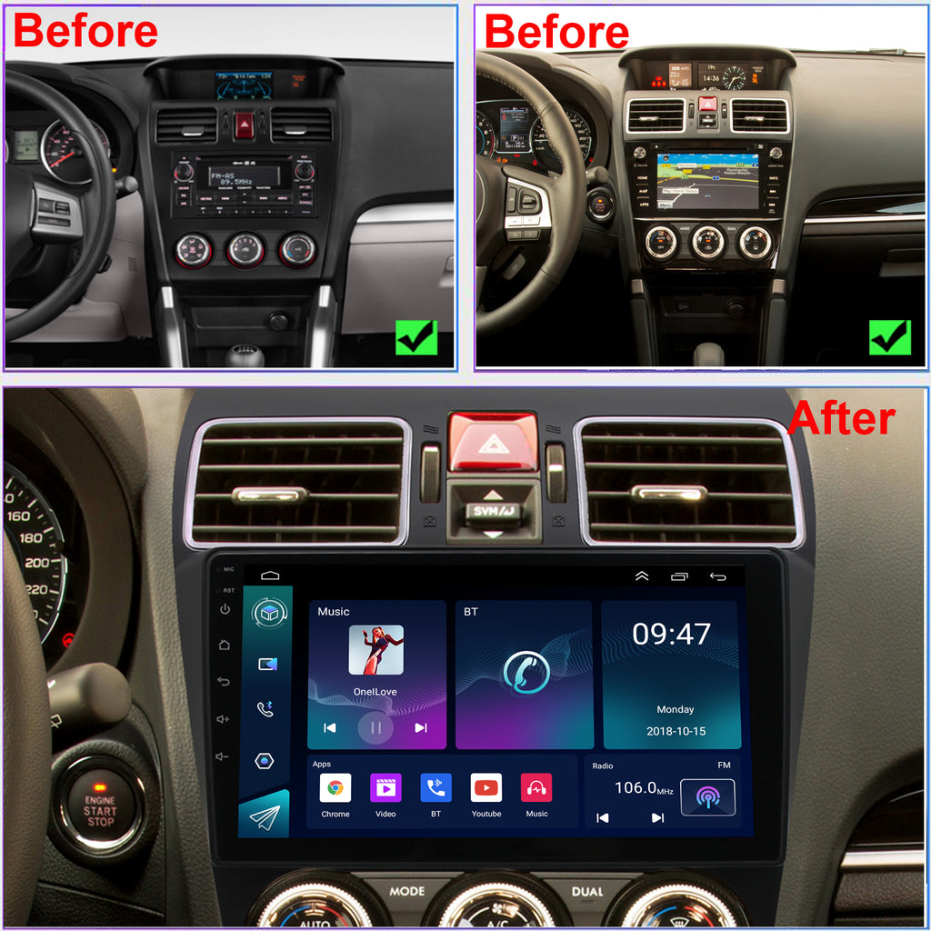 Subaru Crosstrek radio upgrade 2013-2017 IPS Touch Screen GPS Navigation Wireless Carplay 4G LTE Bluetooth WiFi Free Rear Camera