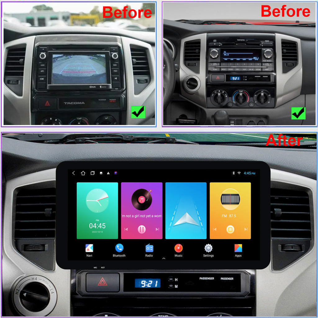 Toyota Tacoma Radio Upgrade 2005-2015 10.5inch 1600*720 IPS Touch Screen GPS Navigation Wireless Carplay 4G LTE Bluetooth WiFi Free Rear Camera