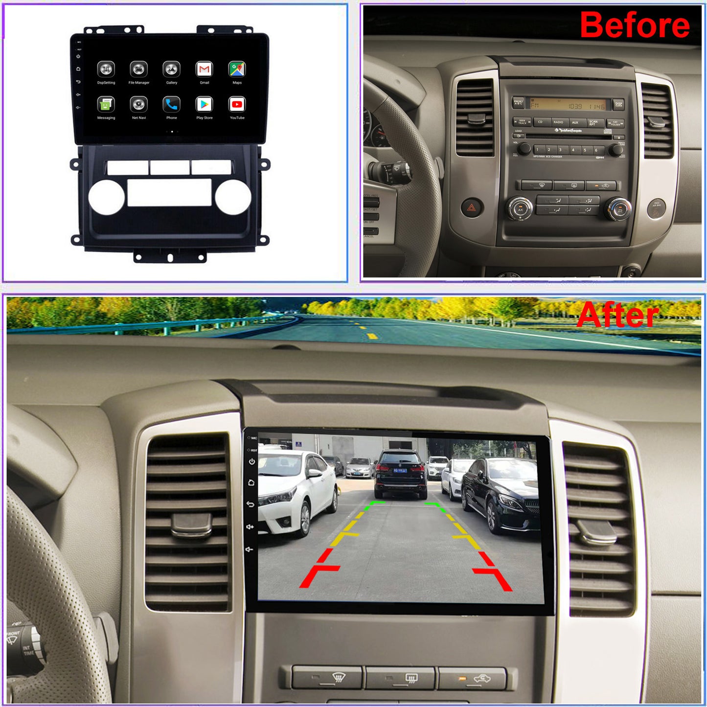For Nissan Frontier 2009-2012 Radio upgrade,9-inch QLED 8-Core CPU,touch screen Stereo,Wireless CarPlay & Android Auto,keep OEM Controls