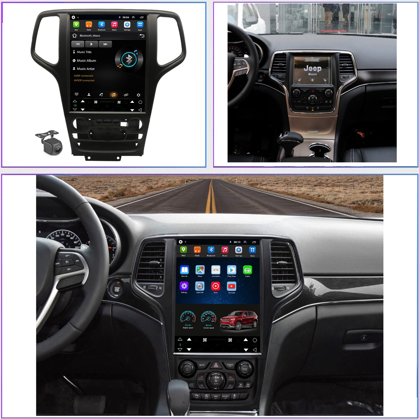 For Jeep Grand Cherokee 2014-2022 Radio upgrade,12.1-inch QLED  8-Core CPU,touch screen Stereo,Wireless CarPlay & Android Auto,keep OEM Controls