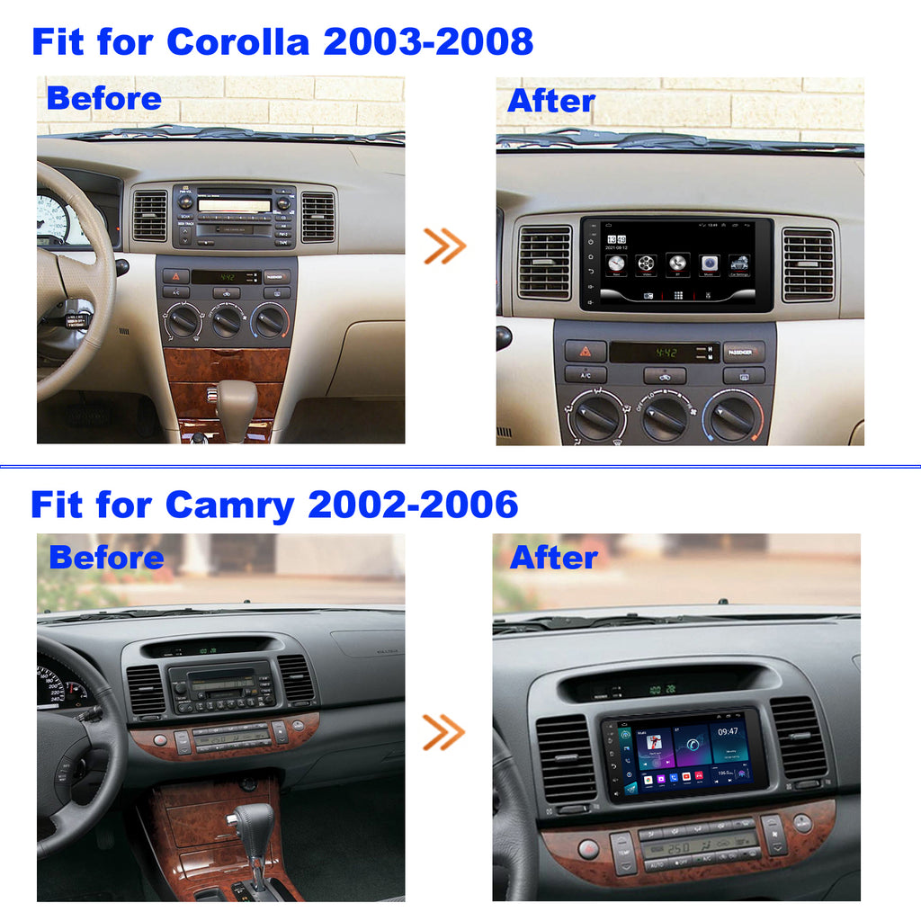 For Toyota Corolla 2003-2008 Radio upgrade,7-inch QLED  8-Core CPU,touch screen Stereo,Wireless CarPlay & Android Auto,keep OEM Controls