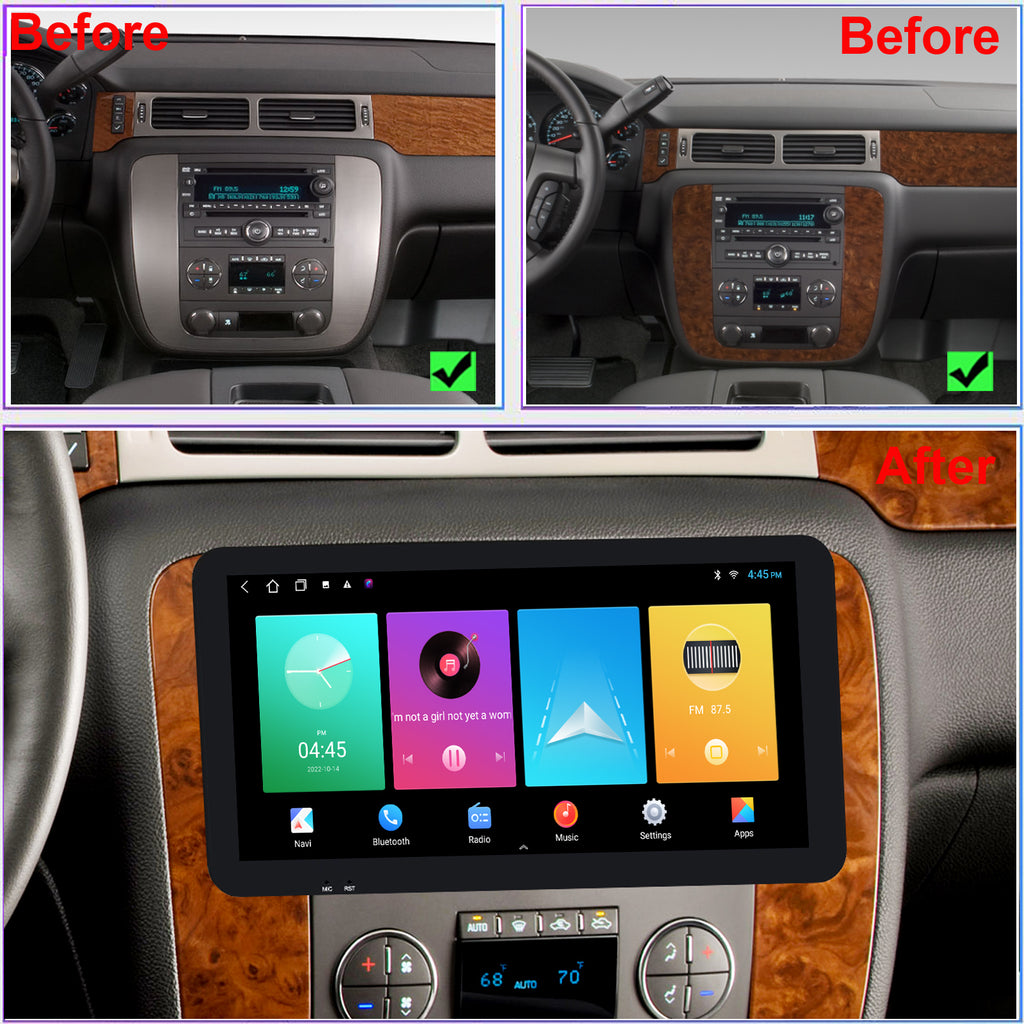 for GMC Yukon 2007-2013 Radio upgrade,10.5-inch QLED 8-Core CPU,touch screen Stereo,Wireless CarPlay & Android Auto,keep OEM Controls
