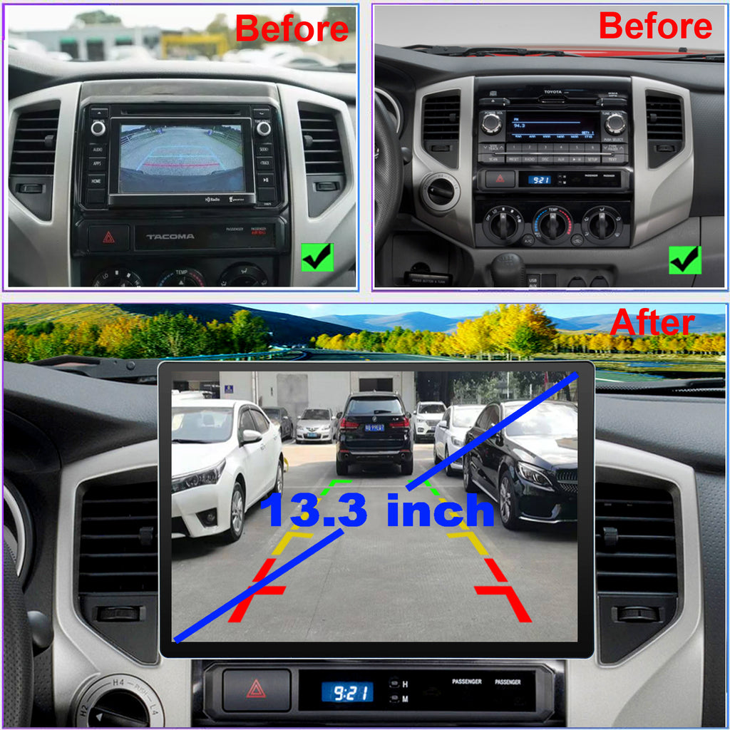 for Toyota Tacoma 2005-2015 Radio upgrade,13.3-inch QLED  8-Core CPU,touch screen Stereo,Wireless CarPlay & Android Auto,keep OEM Controls