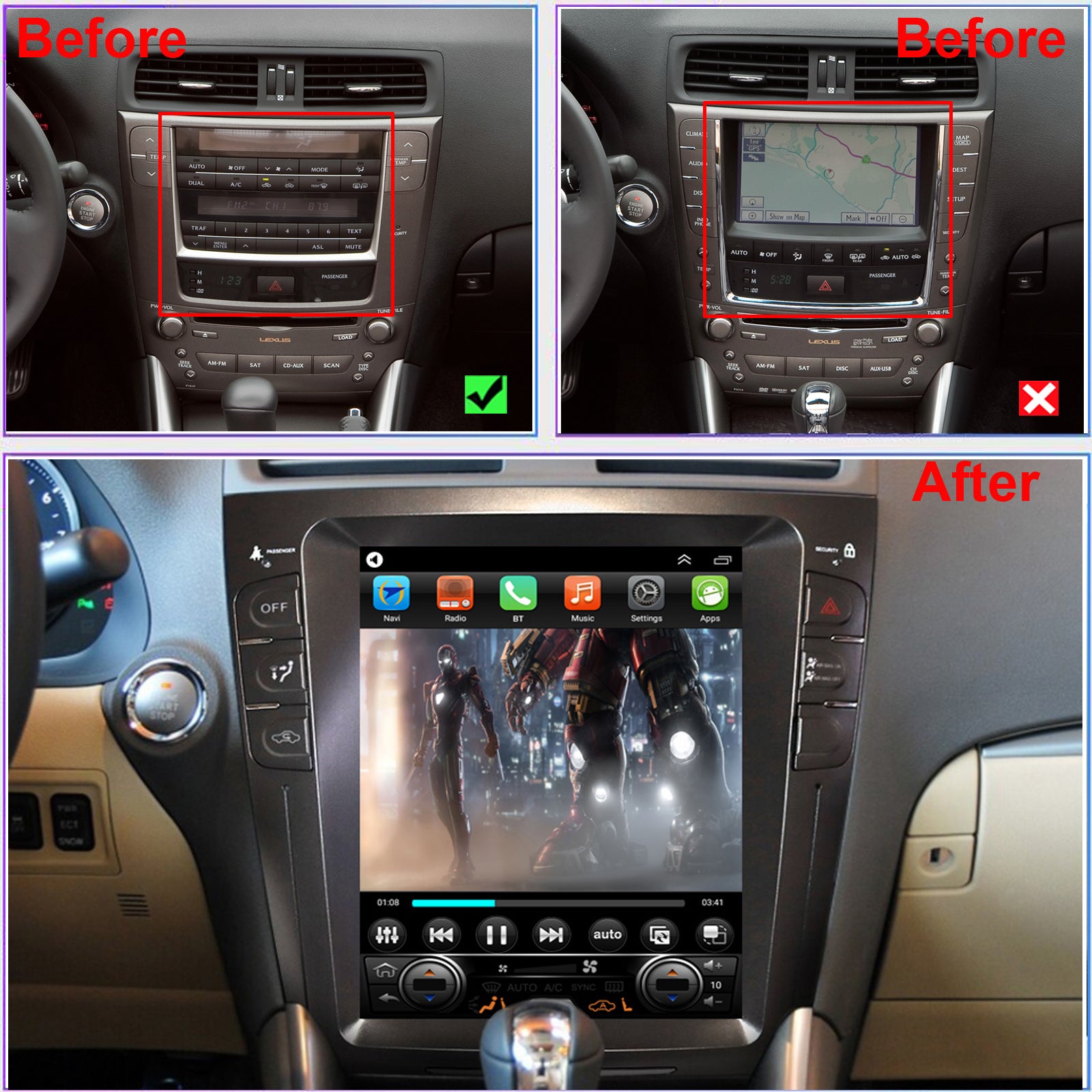 Lexus IS250 IS350 Radio Upgrade 2006-2013 Android Navigation