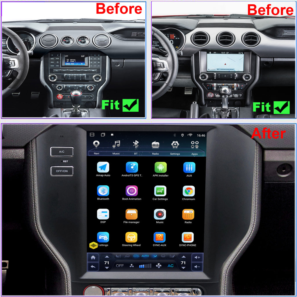 for Ford Mustang 2015-2023 Radio upgrade,9.7-inch QLED 8-Core CPU,touch screen Stereo,Wireless CarPlay & Android Auto,keep OEM Controls