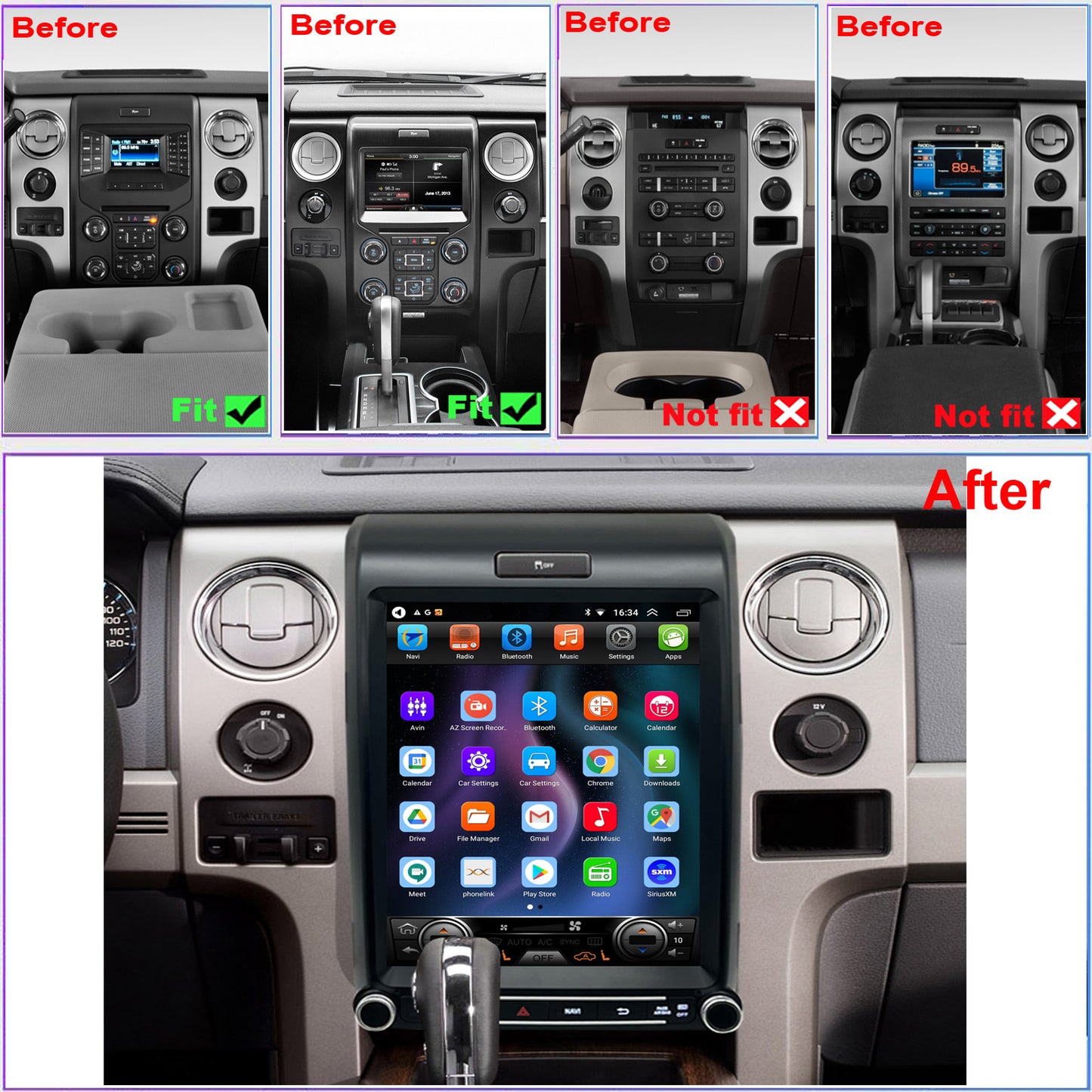 For Ford F150 2013-2014 Radio upgrade,12.1-inch QLED 8-Core CPU,touch screen Stereo,Wireless CarPlay & Android Auto,keep OEM Controls