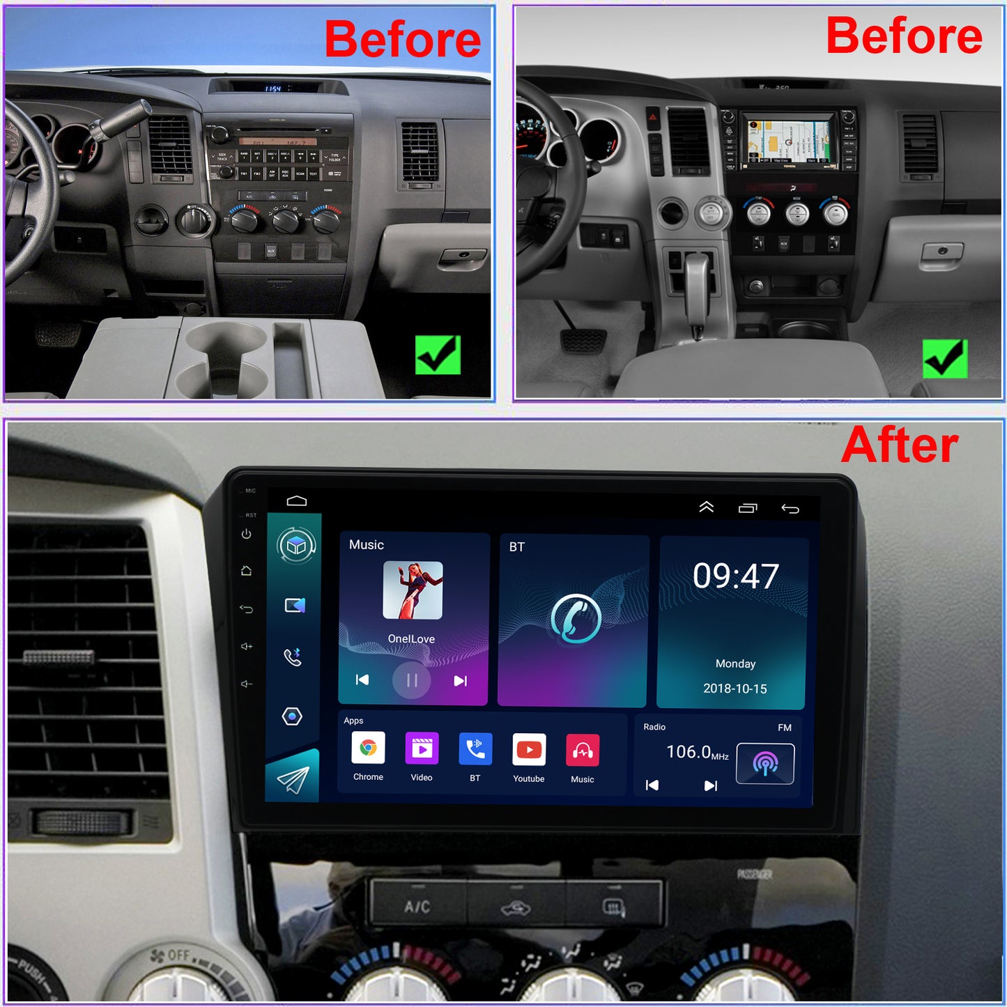 Topdisplay 2007 2008 2009 2010 2011 2012 2013 Toyota Tundra Upgrade Stereo Headunit Apple Carplay Android Auto Pantalla Estéreo
