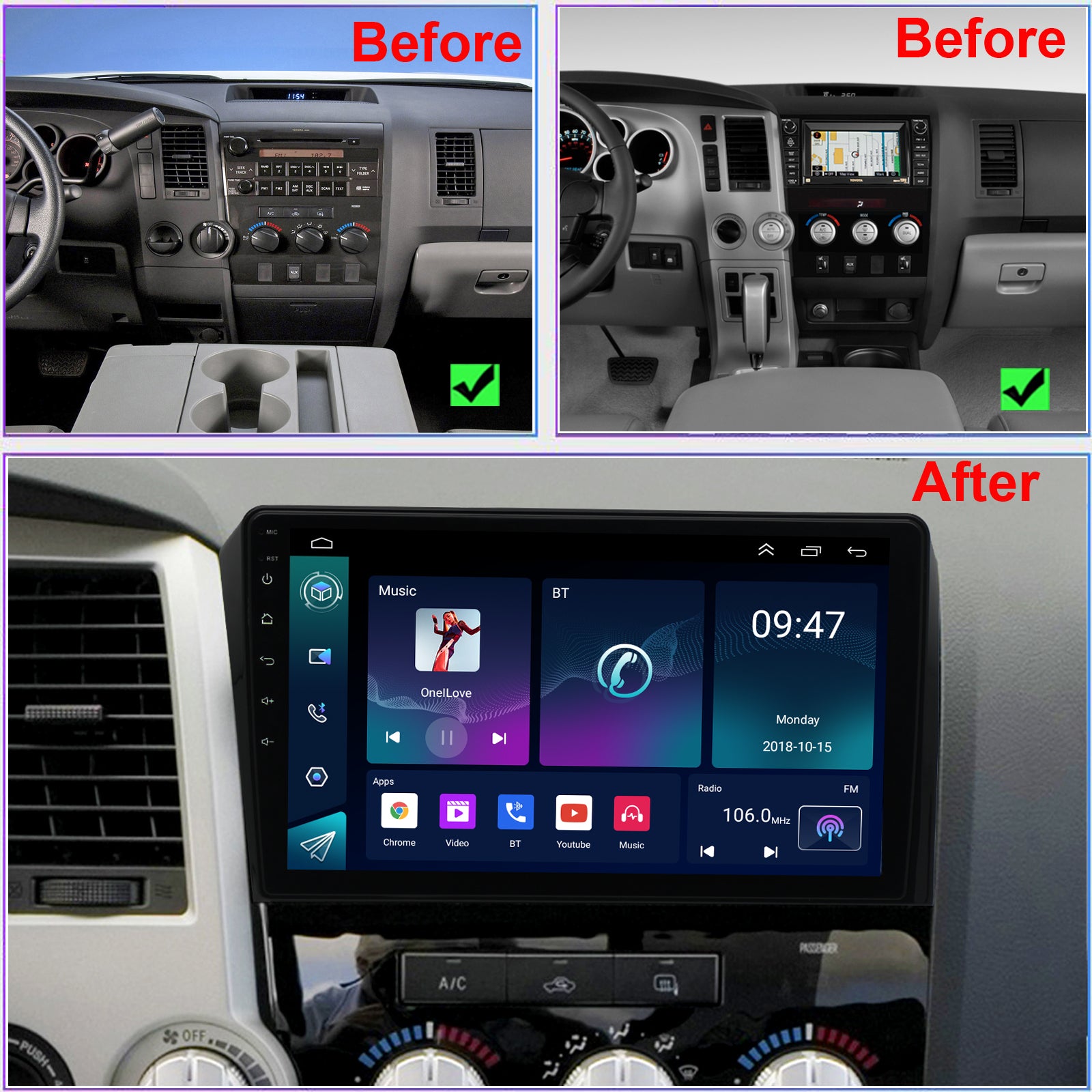 Topdisplay 2007 2008 2009 2010 2011 2012 2013 Toyota Tundra Upgrade Stereo Headunit Apple Carplay Android Auto Pantalla Estéreo