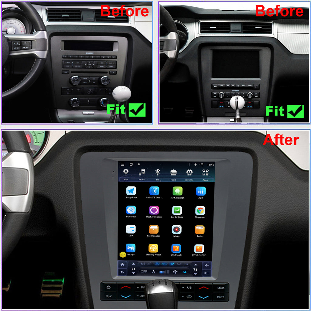 for Ford Mustang 2010-2014 Radio upgrade,9.7-inch QLED 8-Core CPU,touch screen Stereo,Wireless CarPlay & Android Auto,Free camera