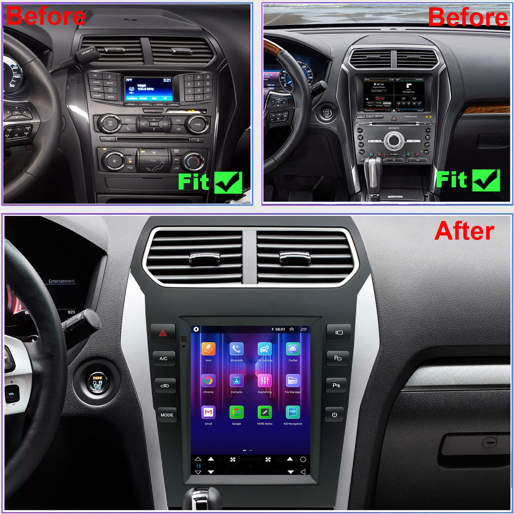 for Ford Explorer 2011-2019 Radio upgrade,9.7-inch QLED  8-Core CPU,touch screen Stereo,Wireless CarPlay & Android Auto,keep OEM Controls