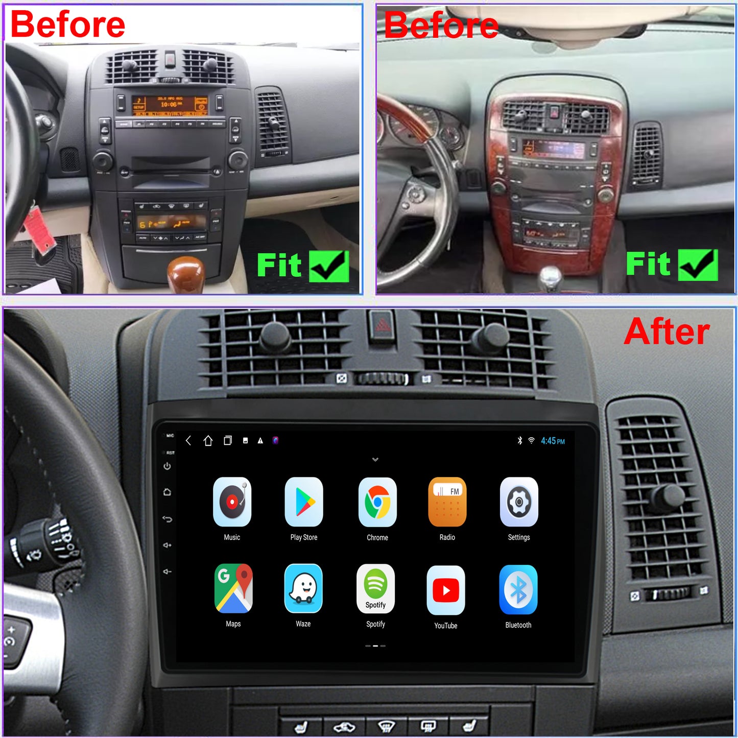 For Cadillac SRX 2003-2007 Radio upgrade,9-inch QLED 8-Core CPU,touch screen Stereo,Wireless CarPlay & Android Auto,keep OEM Controls