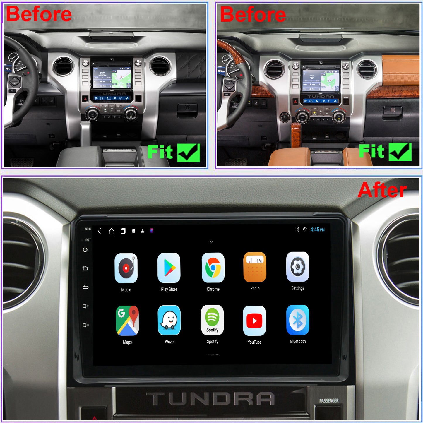 For Toyota Tundra 2014-2020 Radio upgrade,10.1-inch QLED 8-Core CPU,touch screen Stereo,Wireless CarPlay & Android Auto,keep OEM Controls