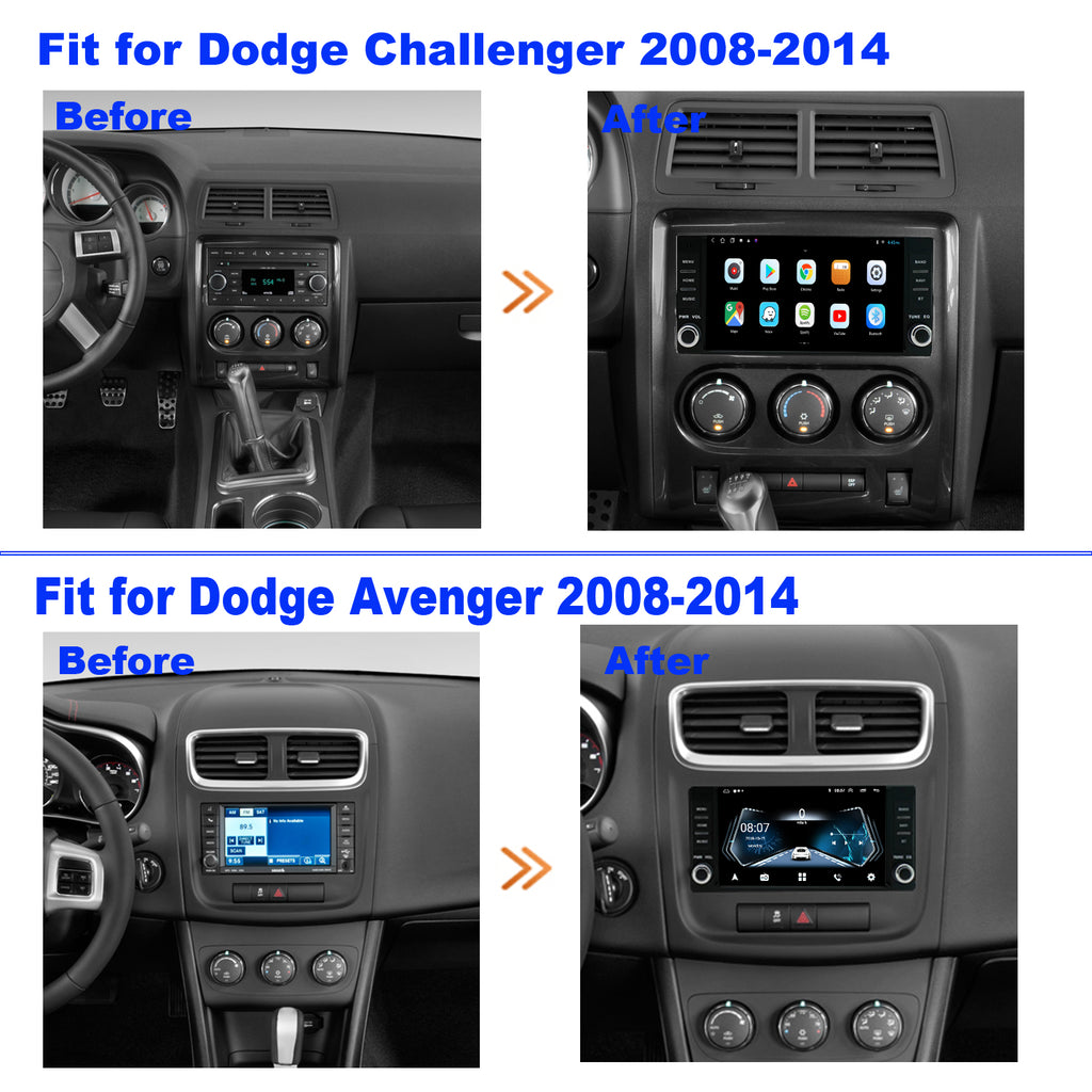 for Dodge Avenger 2008-2014 Radio upgrade,7-inch QLED  8-Core CPU,touch screen Stereo,Wireless CarPlay & Android Auto,Free camera