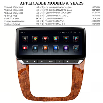 Chevy Silverado Radio upgrade 2007-2013 CarPlay Stereo Screen-Topdisplay 2007 2008 2009 2010 2011 2012 2013 Chevrolet Replacement Headunit Apple Android Auto Accessories Pantalla Estéreo
