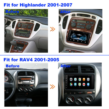For Toyota Highlander 2001-2007 Radio upgrade,7-inch QLED  8-Core CPU,touch screen Stereo,Wireless CarPlay & Android Auto,keep OEM Controls