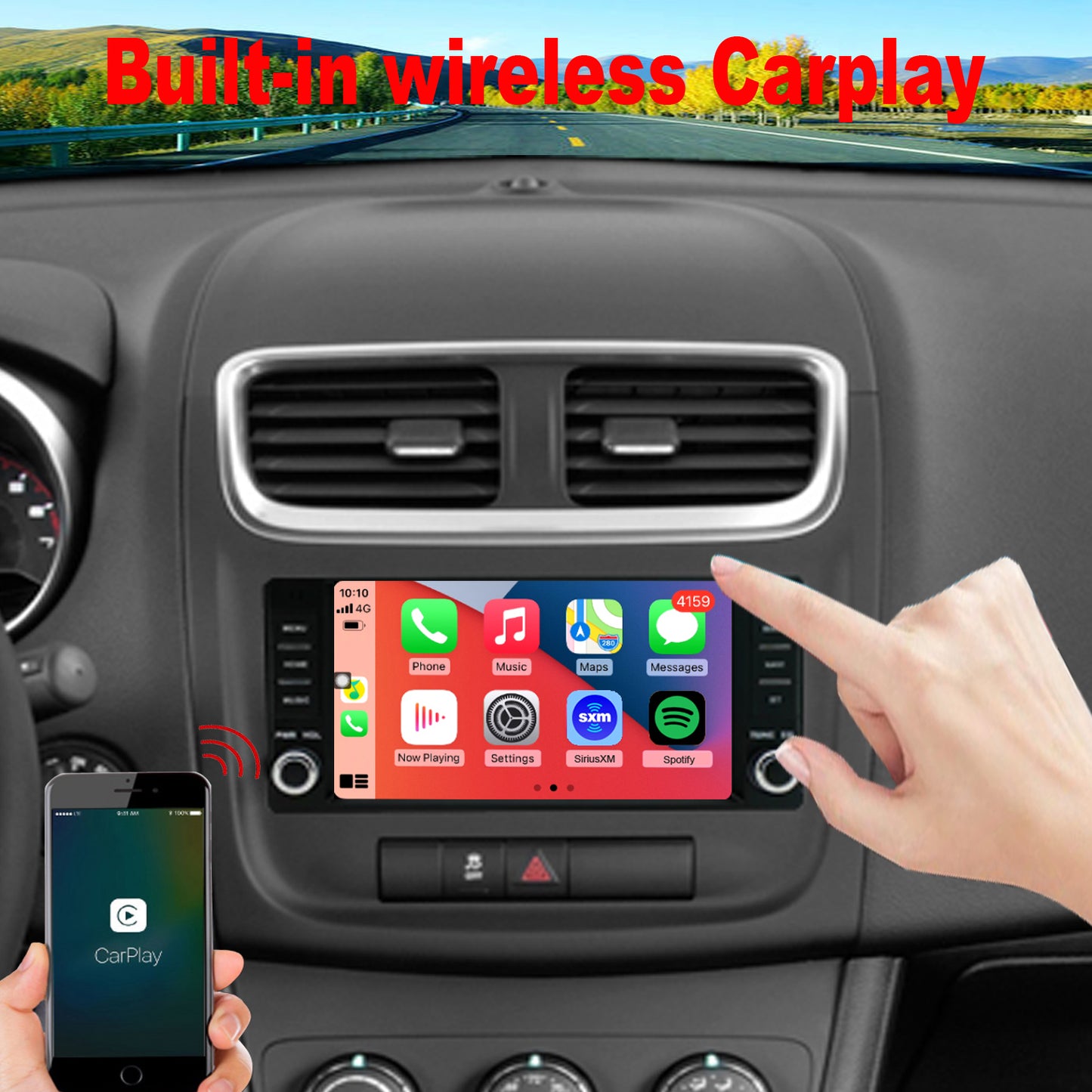Dodge Avenger Radio upgrade 2008-2014 CarPlay Stereo Screen-Topdisplay 2008 2009 2010 2011 2012 2013 2014 Replacement Headunit Apple Android Auto Accessories Pantalla Estéreo 
