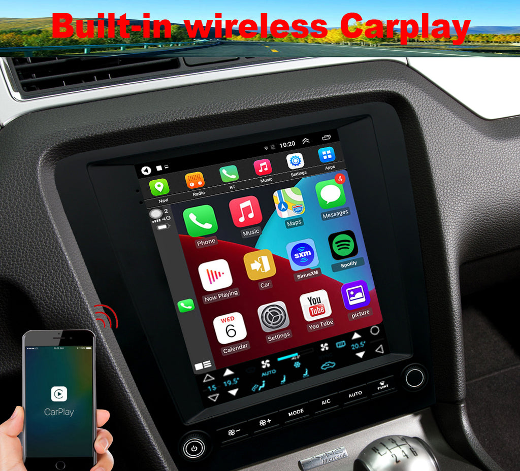 for Ford Mustang 2010-2014 Radio upgrade,9.7-inch QLED 8-Core CPU,touch screen Stereo,Wireless CarPlay & Android Auto,Free camera