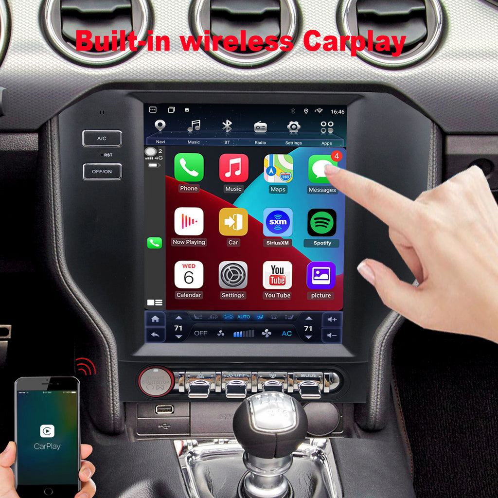 for Ford Mustang 2015-2023 Radio upgrade,9.7-inch QLED 8-Core CPU,touch screen Stereo,Wireless CarPlay & Android Auto,keep OEM Controls