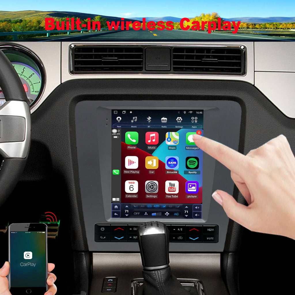 for Ford Mustang 2010-2014 Radio upgrade,9.7-inch QLED 8-Core CPU,touch screen Stereo,Wireless CarPlay & Android Auto,Free camera