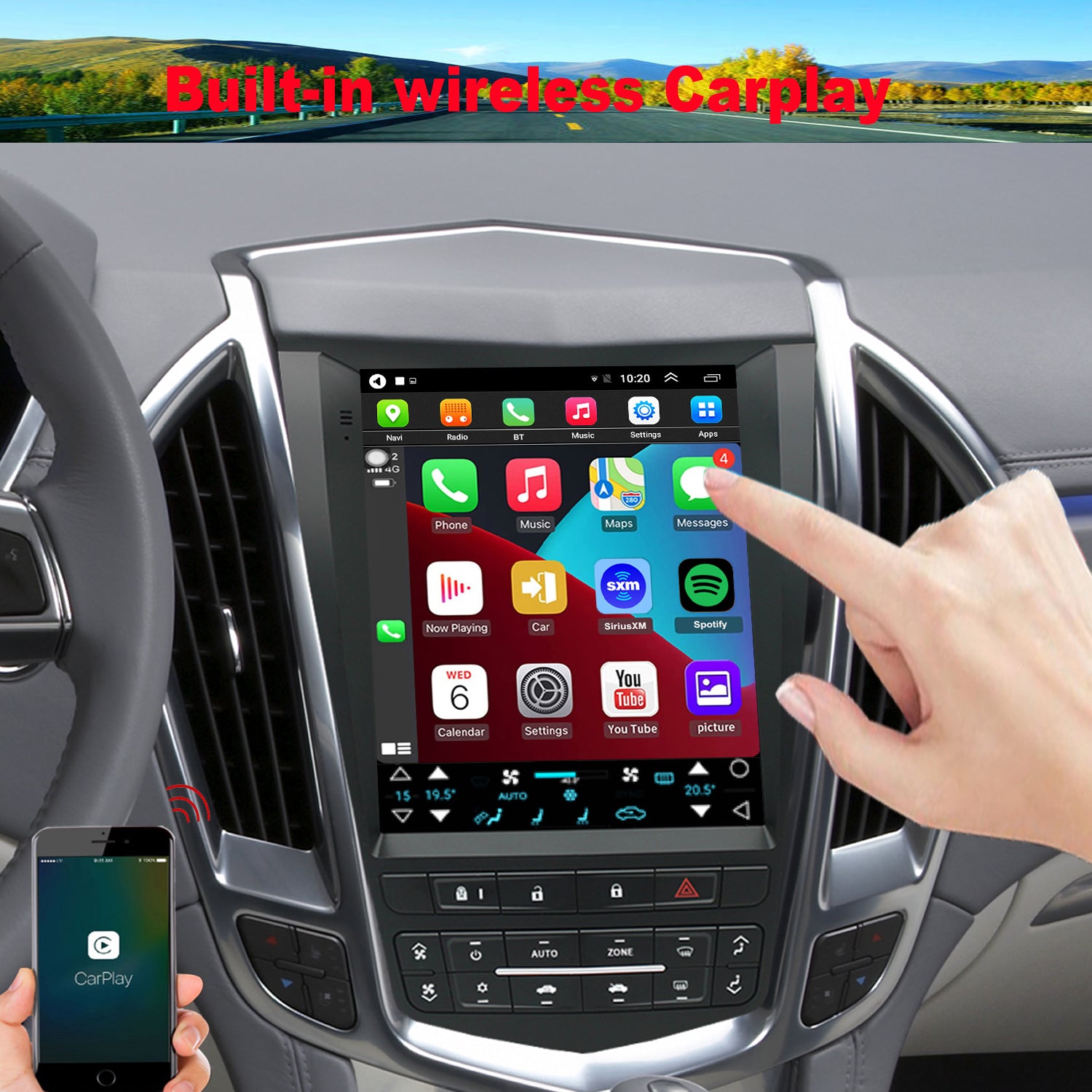 Cadillac SRX Radio upgrade 2010-2012 CarPlay Stereo Screen - Topdisplay 2010 2011 2012 Replacement Headunit Apple Android Auto Accessories Pantalla Estéreo