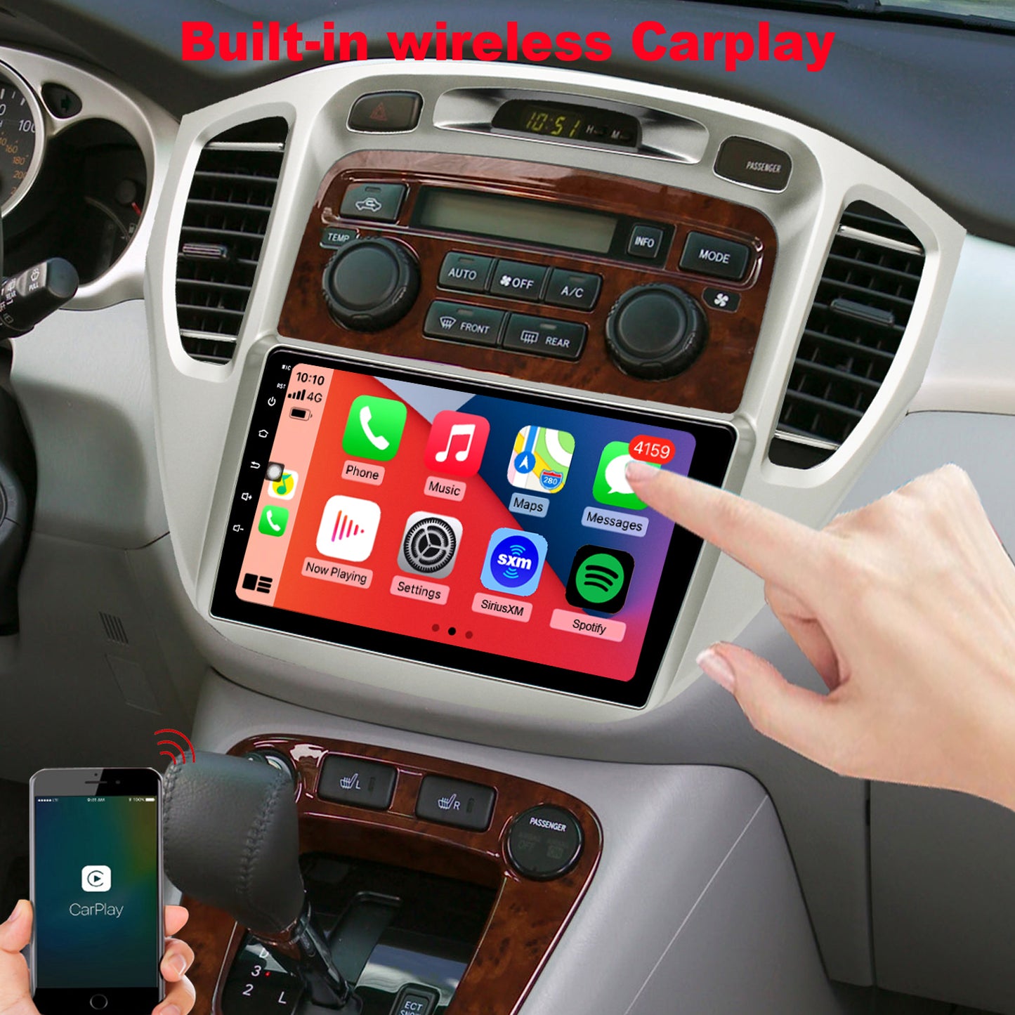 For Toyota Highlander 2001-2007 Radio upgrade,9-inch QLED 8-Core CPU,touch screen Stereo,Wireless CarPlay & Android Auto,keep OEM Controls