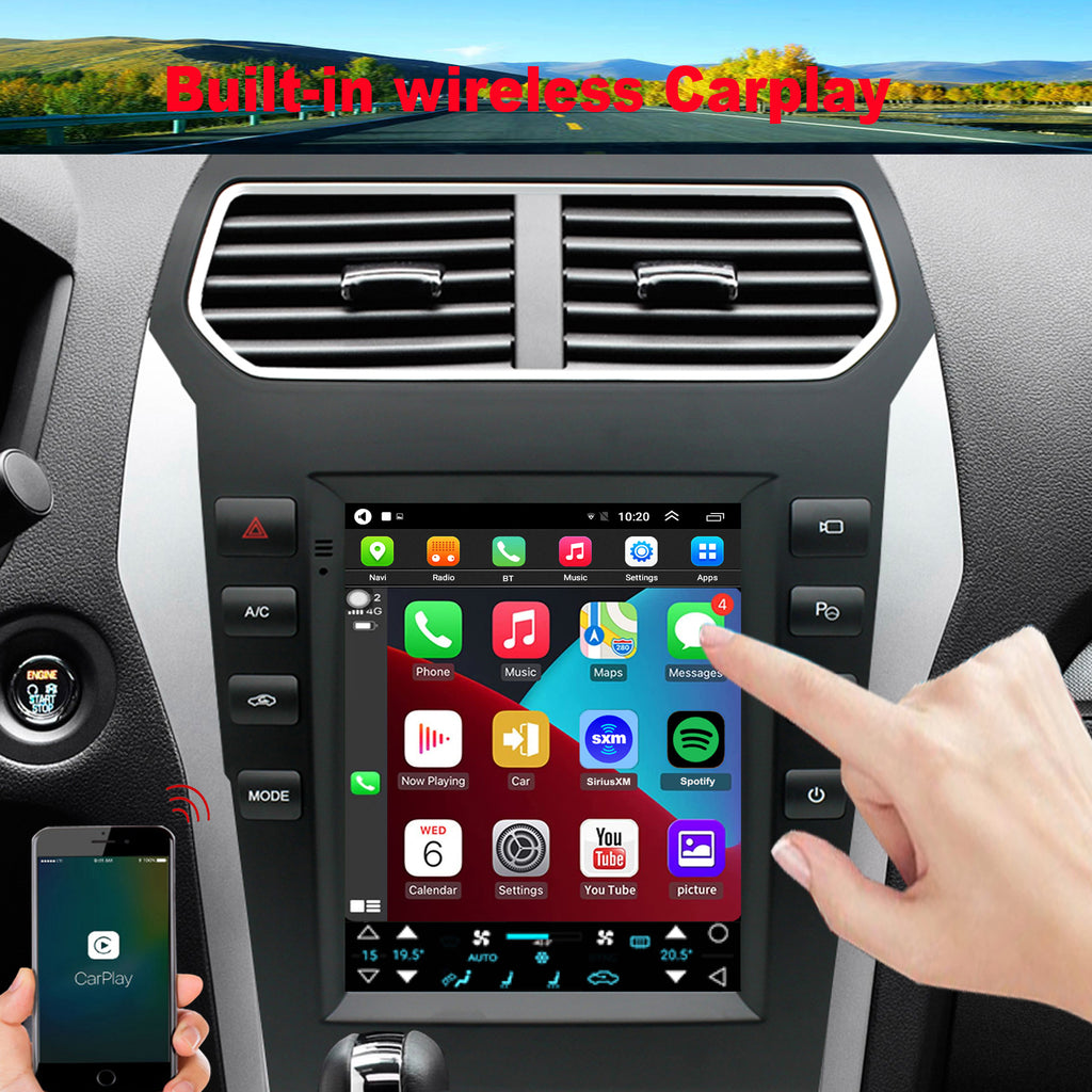 for Ford Explorer 2011-2019 Radio upgrade,9.7-inch QLED  8-Core CPU,touch screen Stereo,Wireless CarPlay & Android Auto,keep OEM Controls