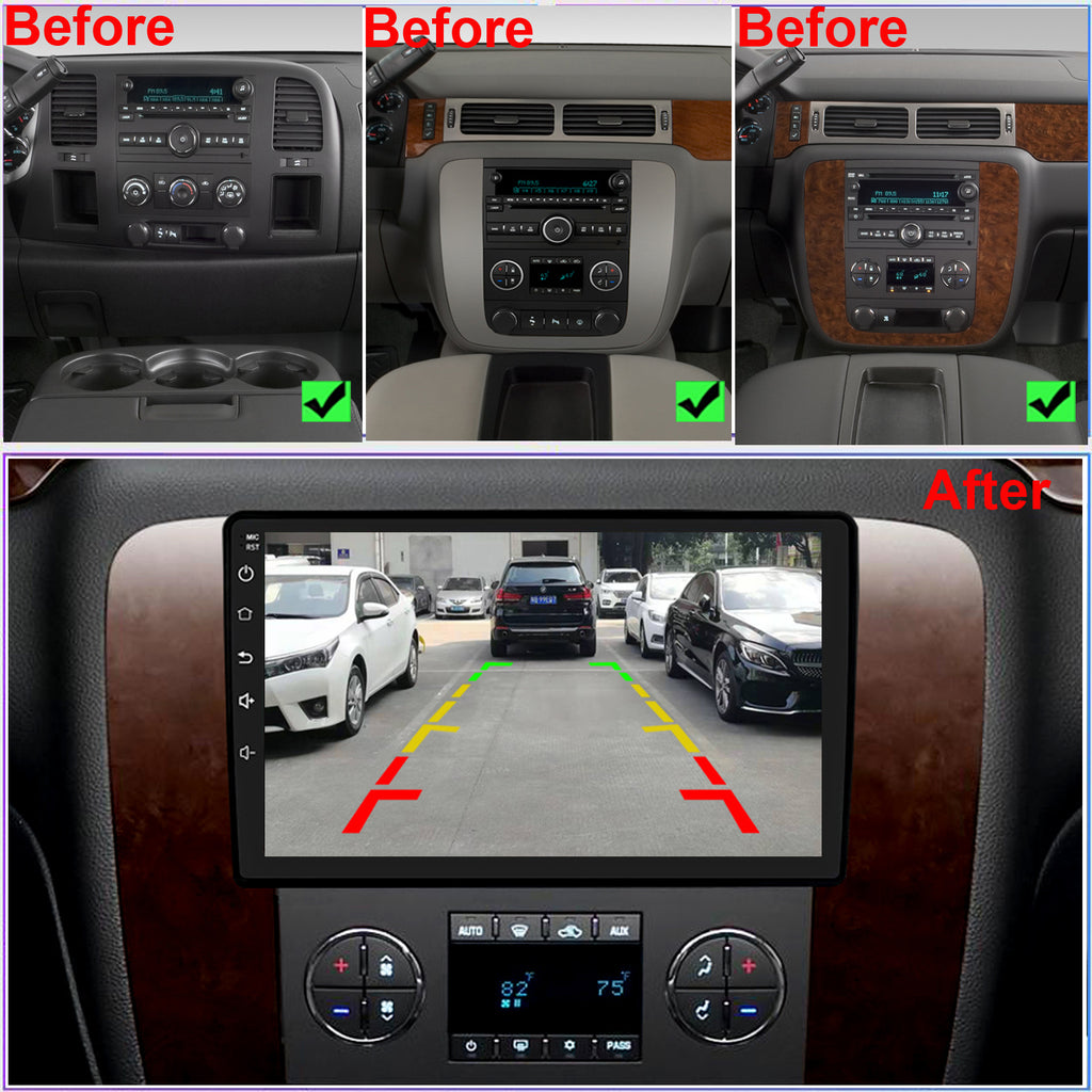 Chevy Suburban Radio upgrade 2007-2014 CarPlay Stereo Screen-Topdisplay 2007 2008 2009 2010 2011 2012 2013 2014 Chevrolet Replacement Headunit Apple Android Auto Accessories Pantalla Estéreo