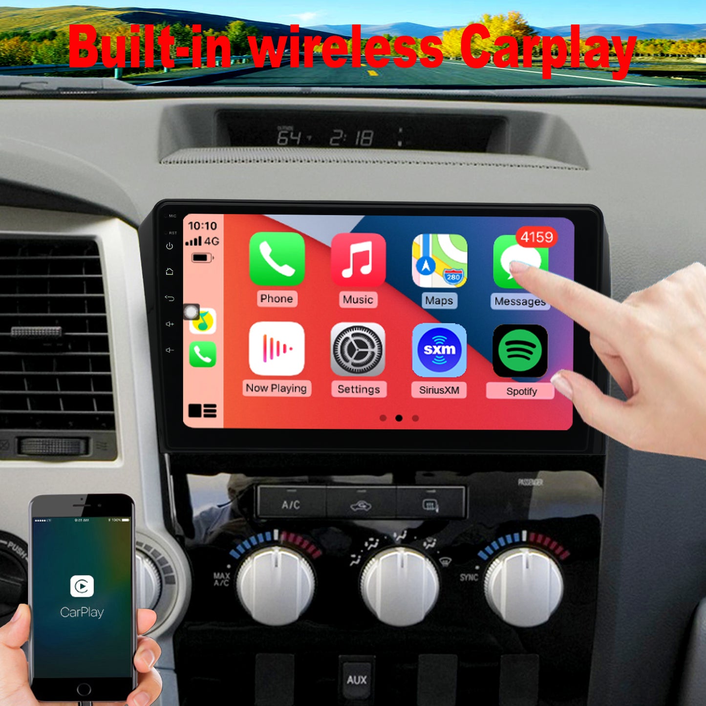 Topdisplay 2007 2008 2009 2010 2011 2012 2013 Toyota Tundra Upgrade Stereo Headunit Apple Carplay Android Auto Pantalla Estéreo