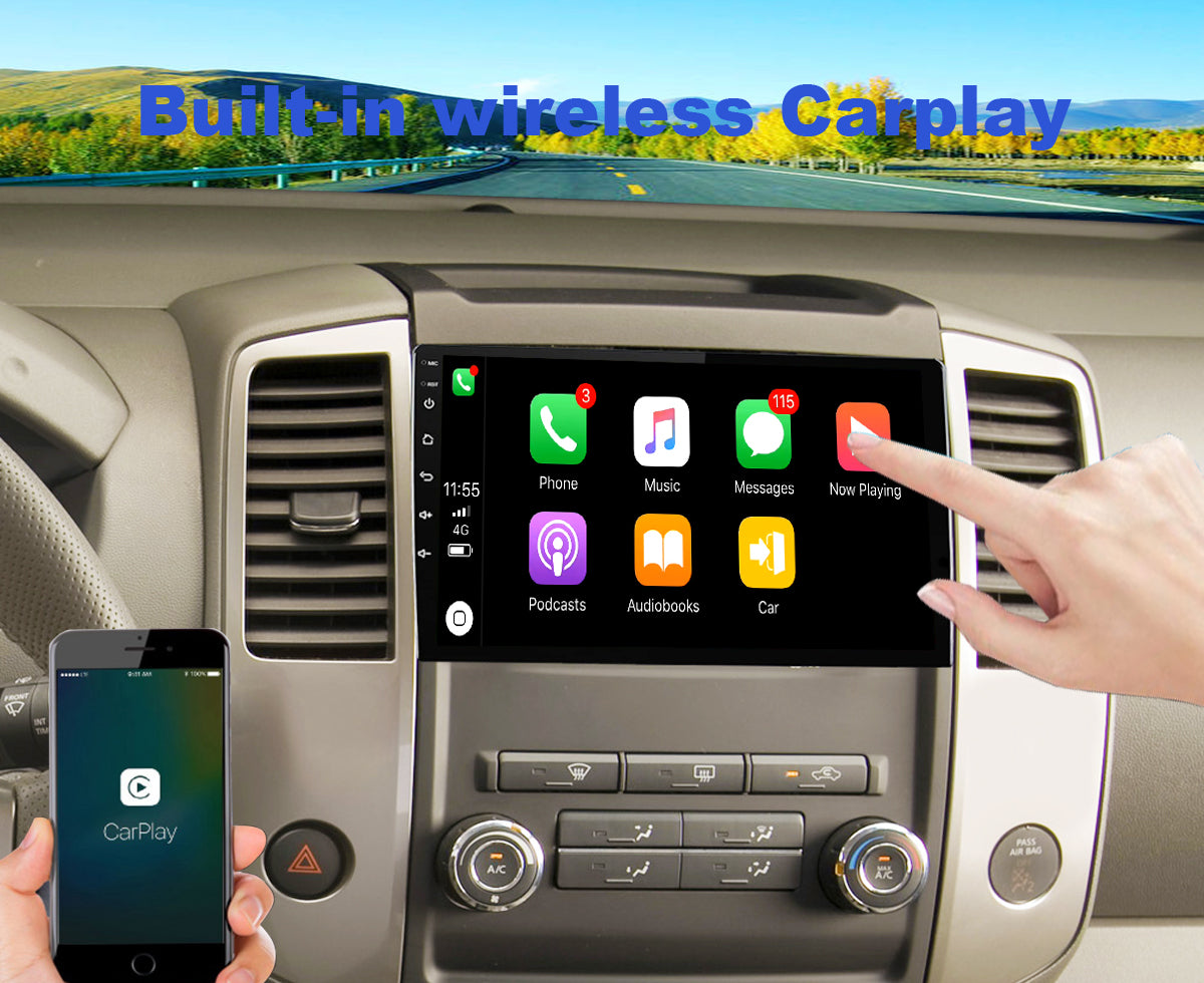 For Nissan Frontier 2009-2012 Radio upgrade,9-inch QLED 8-Core CPU,touch screen Stereo,Wireless CarPlay & Android Auto,keep OEM Controls
