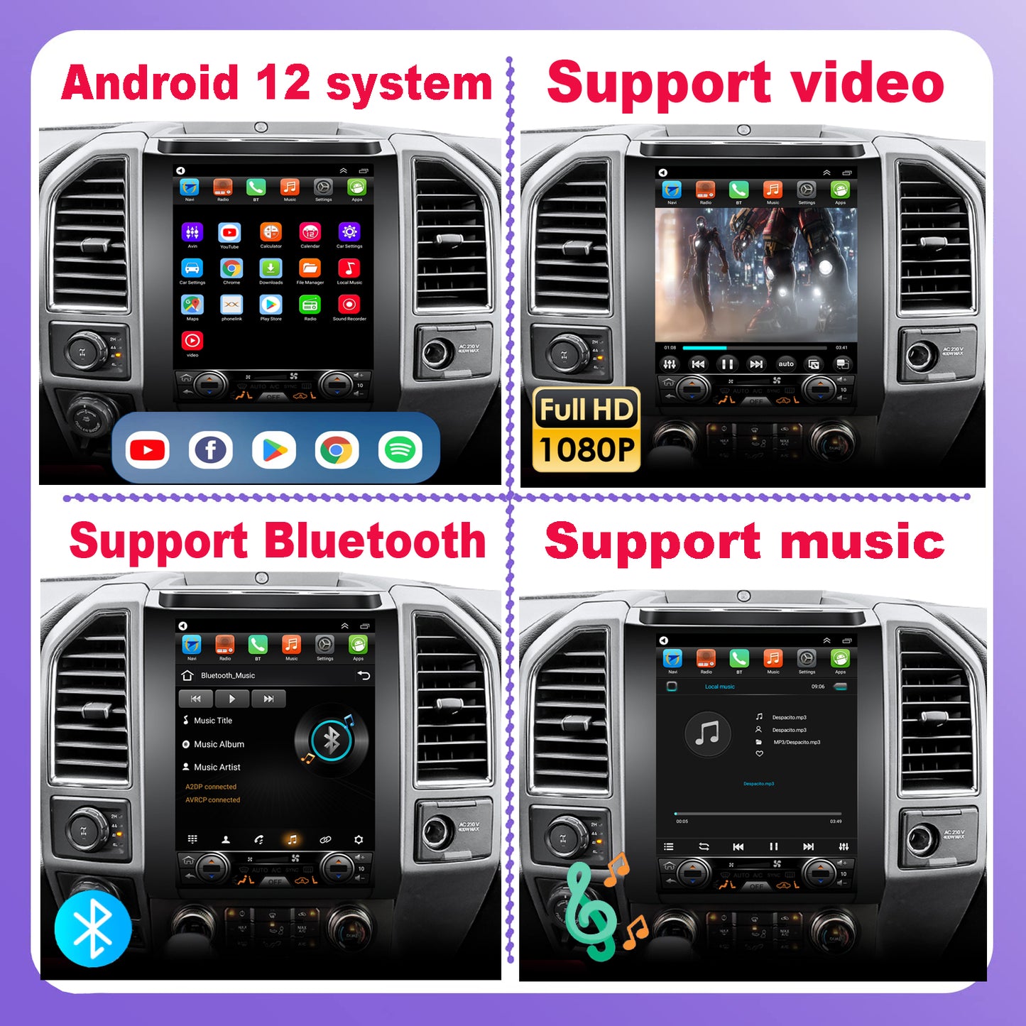 For Ford F150 2015-2018 Radio upgrade,12.1-inch QLED 8-Core CPU,touch screen Stereo,Wireless CarPlay & Android Auto,keep OEM Controls