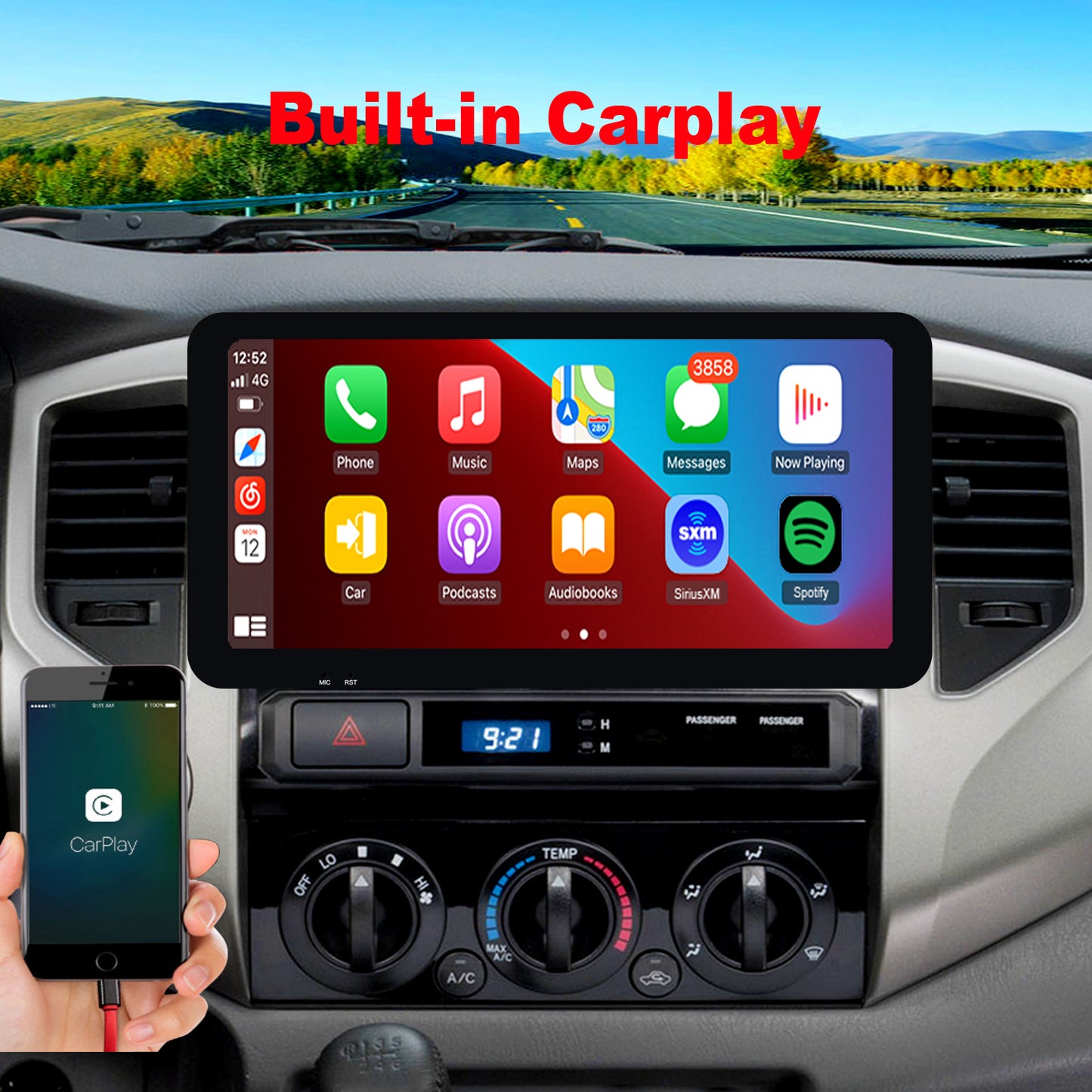 For Toyota Tacoma 2005-2015 Radio upgrade,10.5-inch QLED  8-Core CPU,touch screen Stereo,Wireless CarPlay & Android Auto,keep OEM Controls