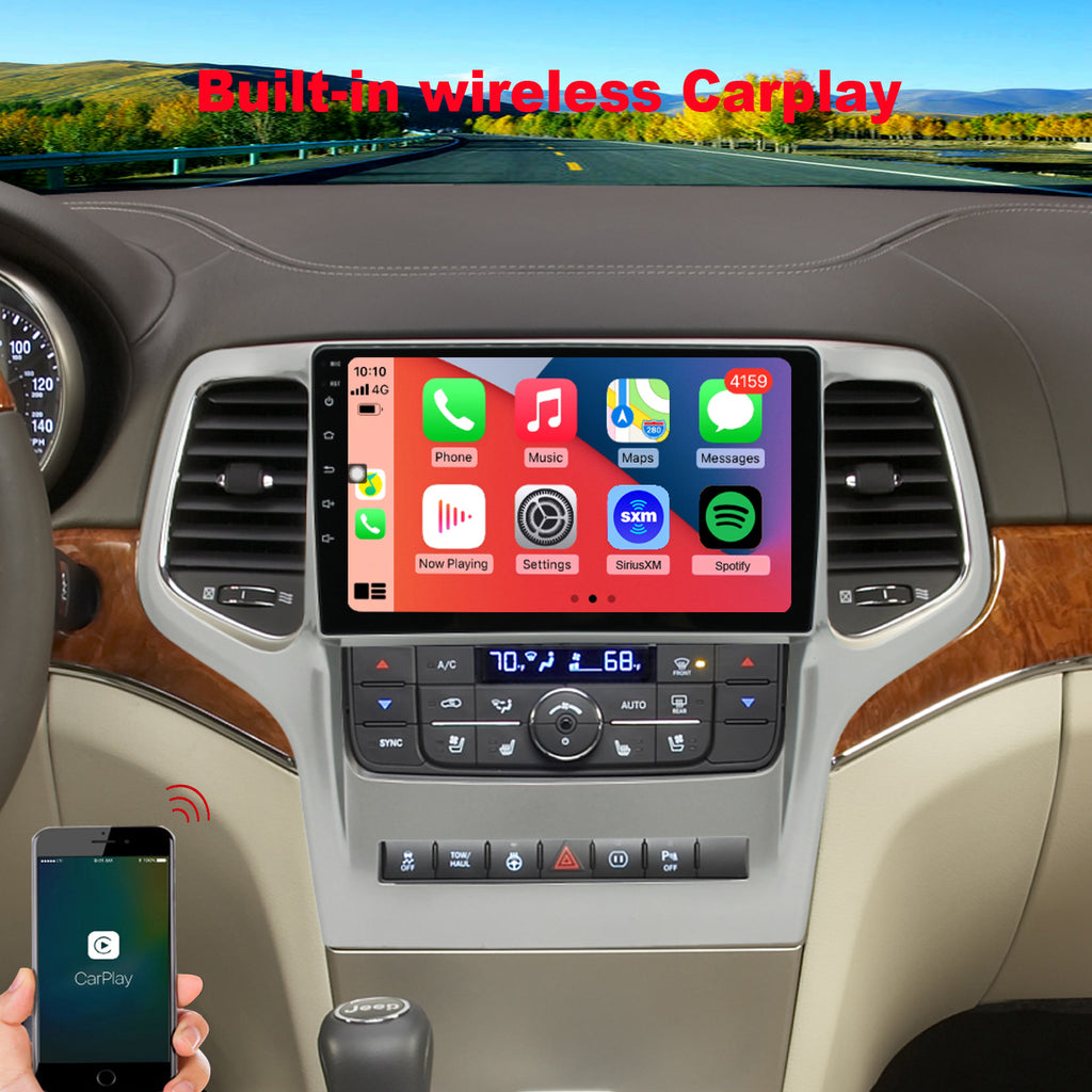 For Jeep Grand Cherokee 2008-2013 Radio upgrade,9-inch QLED  8-Core CPU,touch screen Stereo,Wireless CarPlay & Android Auto,keep OEM Controls