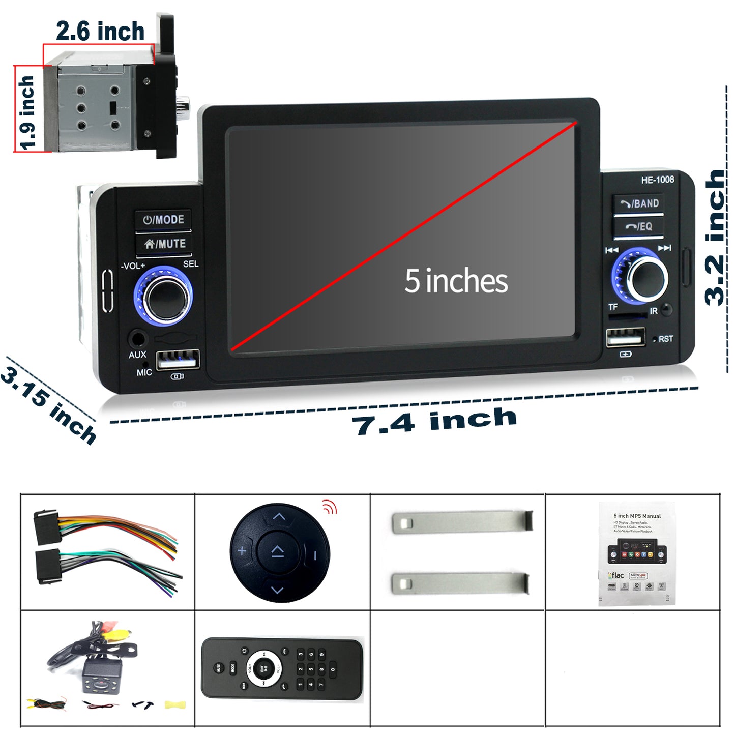 For Volvo VNL 2004-2016 Radio Upgrade, 5-Inch Touch Screen Stereo, Wireless CarPlay, Free Camera