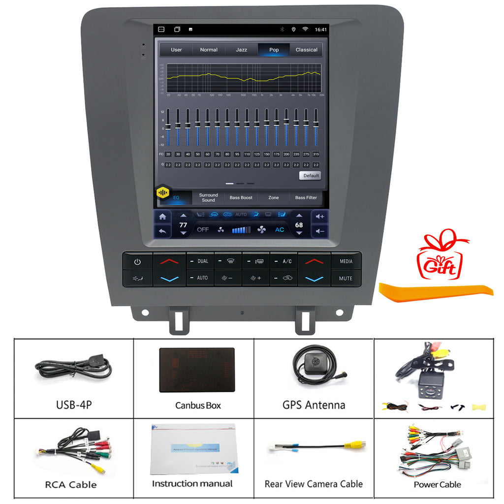 for Ford Mustang 2010-2014 Radio upgrade,9.7-inch QLED 8-Core CPU,touch screen Stereo,Wireless CarPlay & Android Auto,Free camera