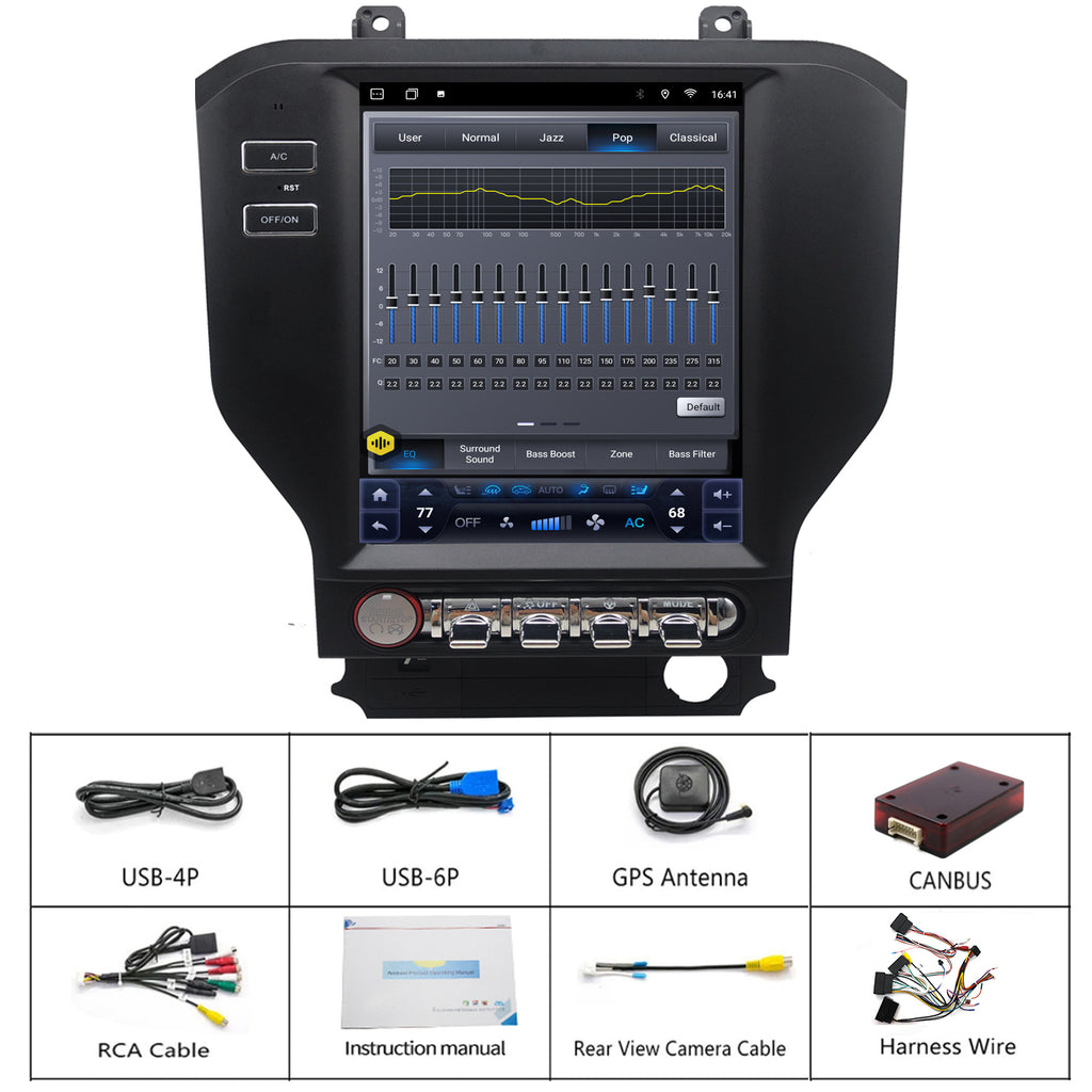 for Ford Mustang 2015-2023 Radio upgrade,9.7-inch QLED 8-Core CPU,touch screen Stereo,Wireless CarPlay & Android Auto,keep OEM Controls