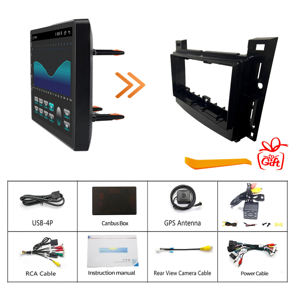 for Chevrolet Chevy Equinox 2005-2009 Radio upgrade,9-inch QLED 8-Core CPU,touch screen Stereo,Wireless CarPlay & Android Auto,Free camera