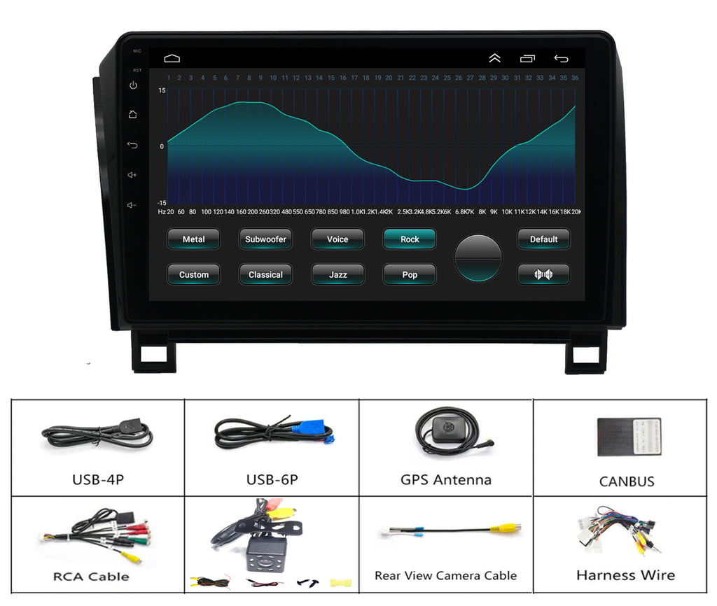 for Toyota Tundra 2007-2013 Radio upgrade,10-inch QLED 8-Core CPU,touch screen Stereo,Wireless CarPlay & Android Auto,Free camera